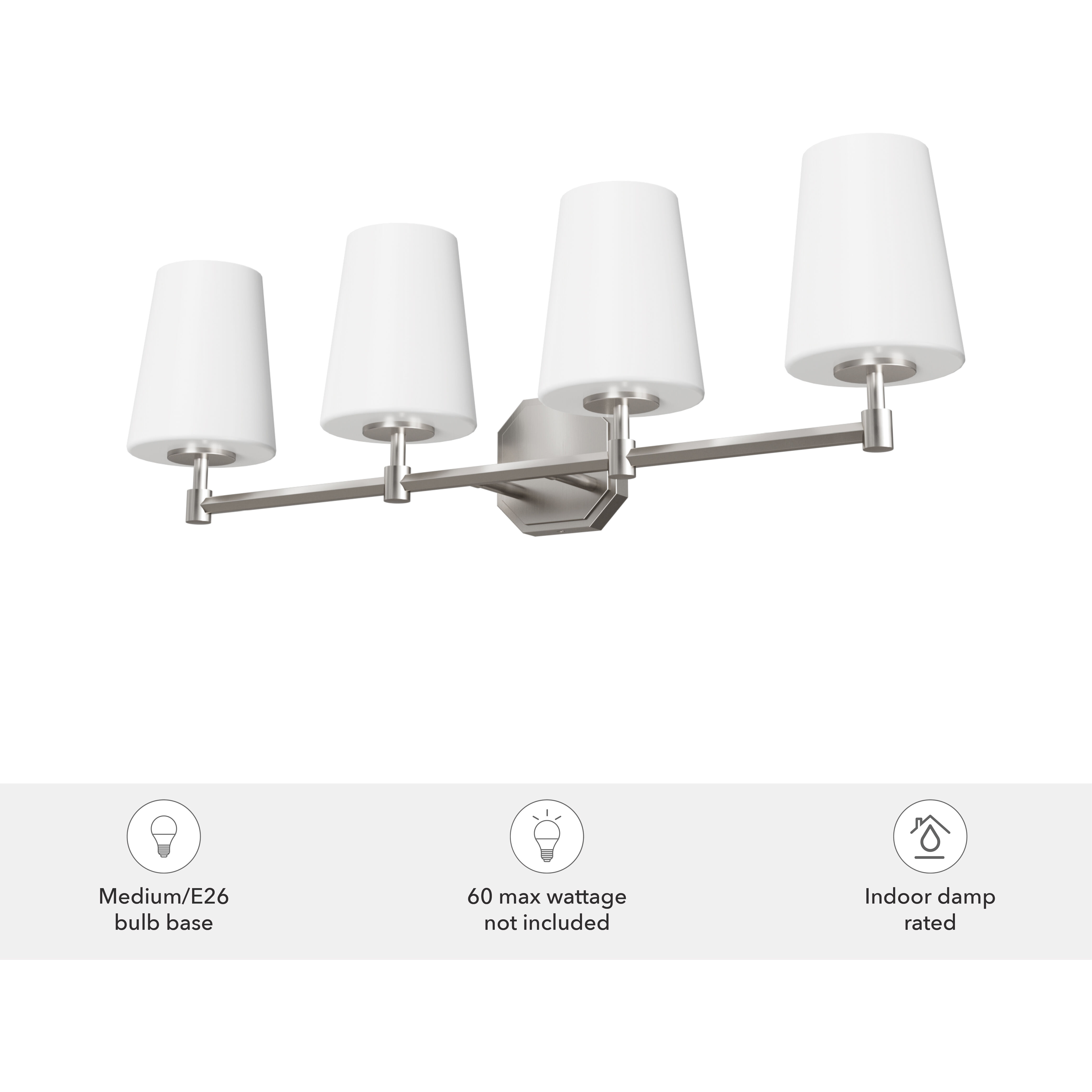 Nolita 4 Light 30 inch Brushed Nickel Vanity Light Wall Light