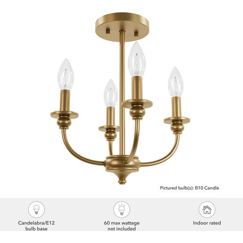 Southcrest 4 Light 13 inch Luxe Gold Semi Flush Mount Ceiling Light