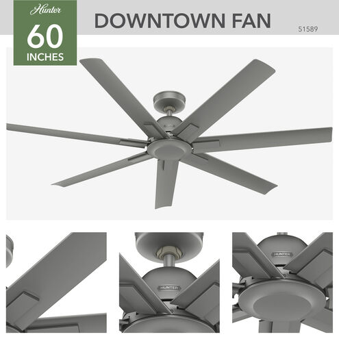 Downtown 60 inch Matte Silver Outdoor Ceiling Fan