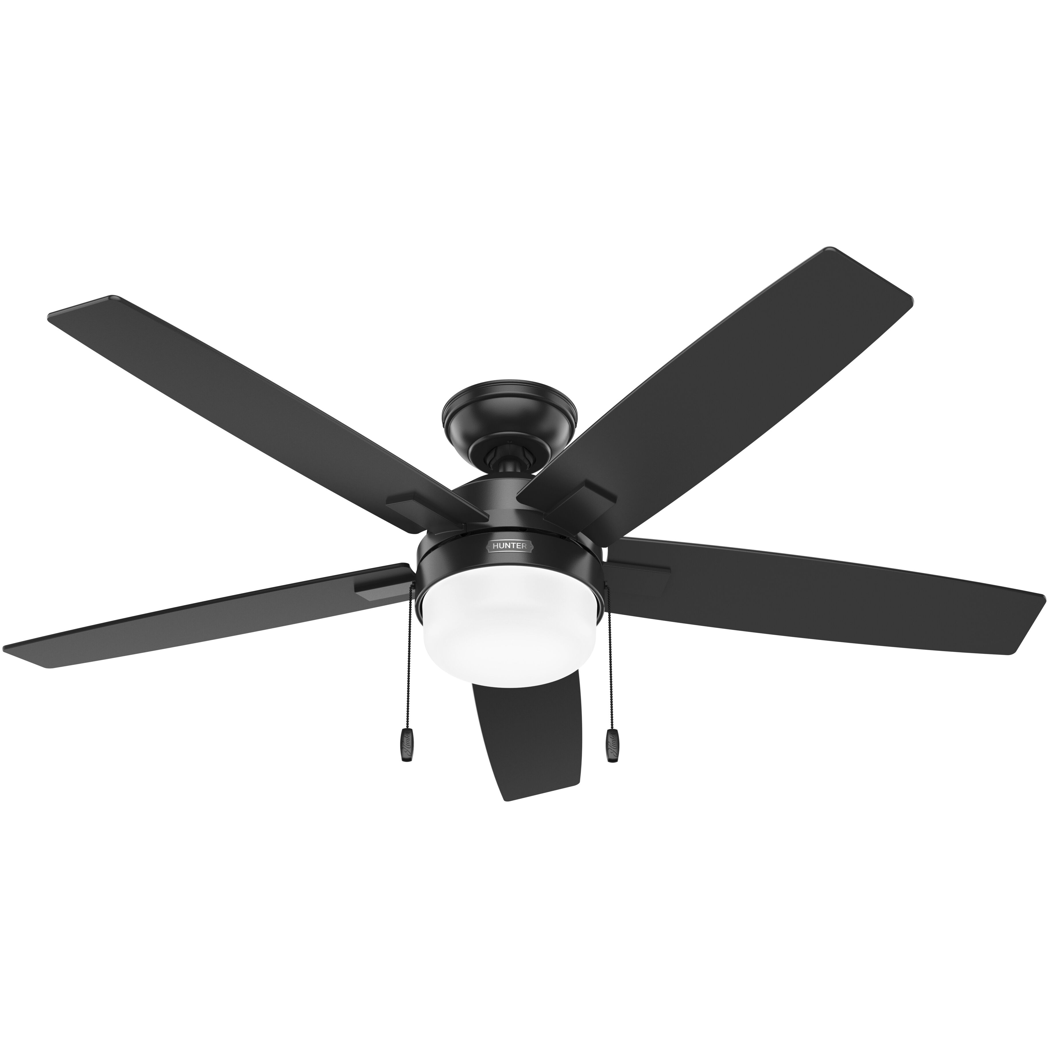 Anisten 52 inch Matte Black with Matte Black/Dark Gray Oak Blades Ceiling Fan