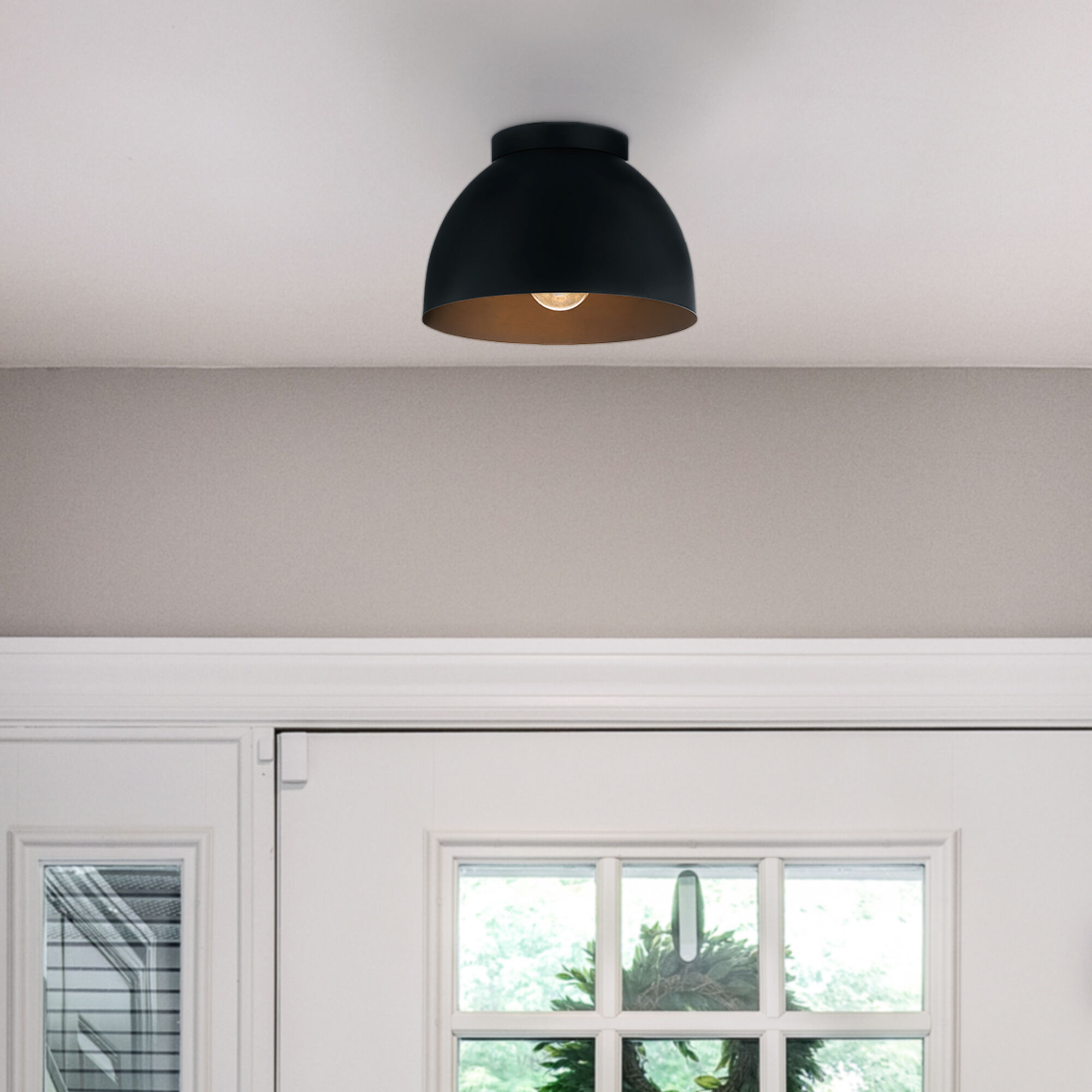 Erling 1 Light 10 inch Matte Black Flush Mount Ceiling Light, Medium