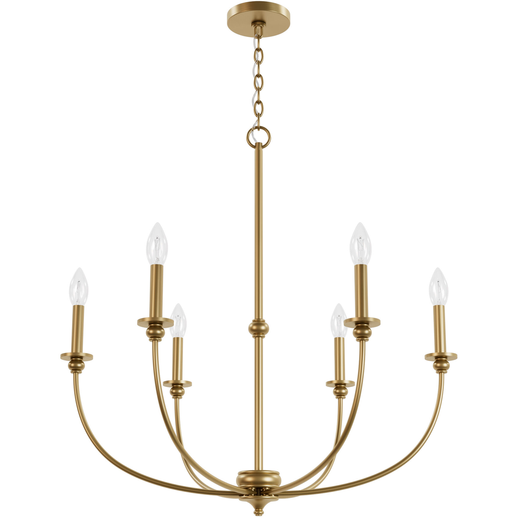 Southcrest 6 Light 30 inch Luxe Gold Chandelier Ceiling Light