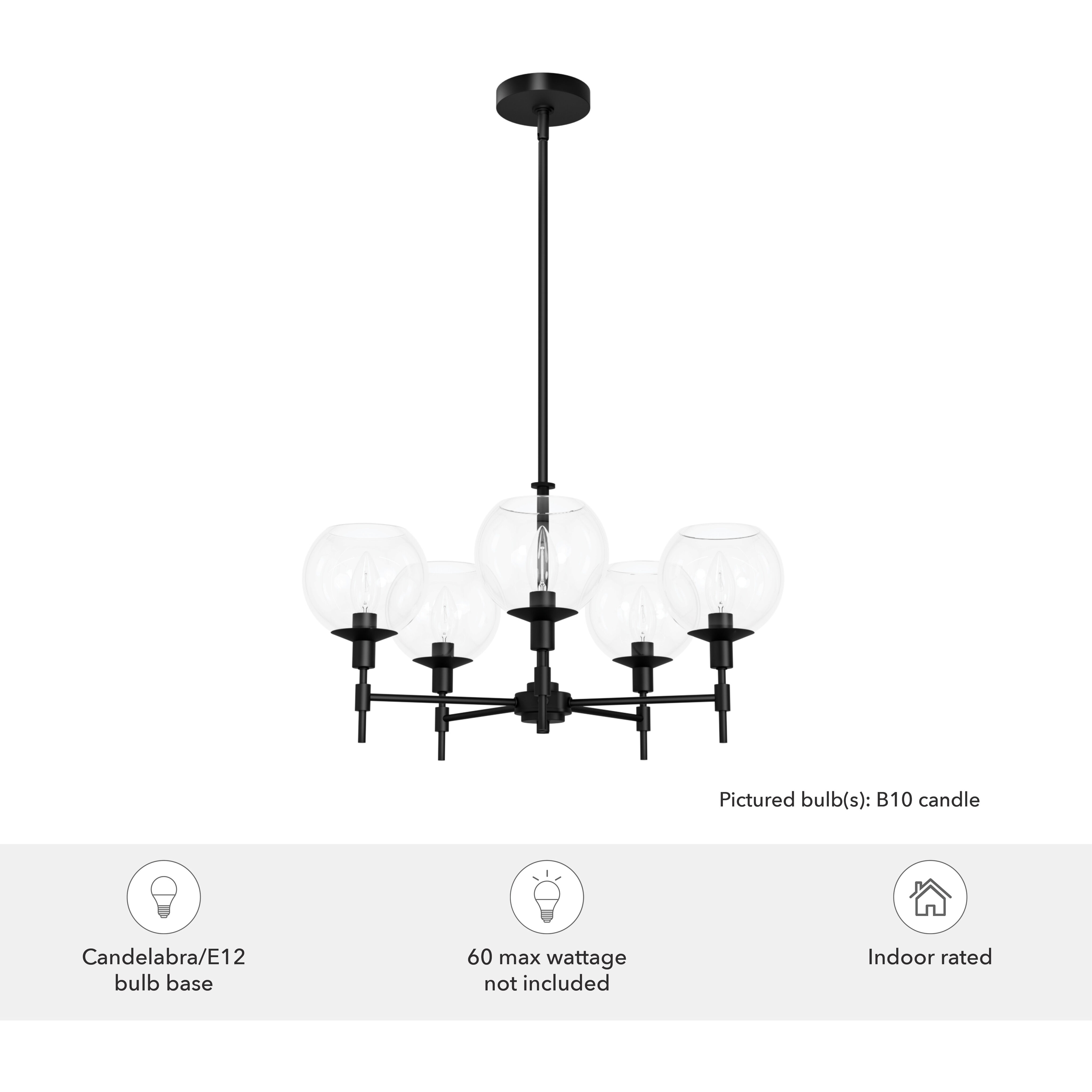 Xidane 5 Light 24 inch Matte Black Chandelier Ceiling Light
