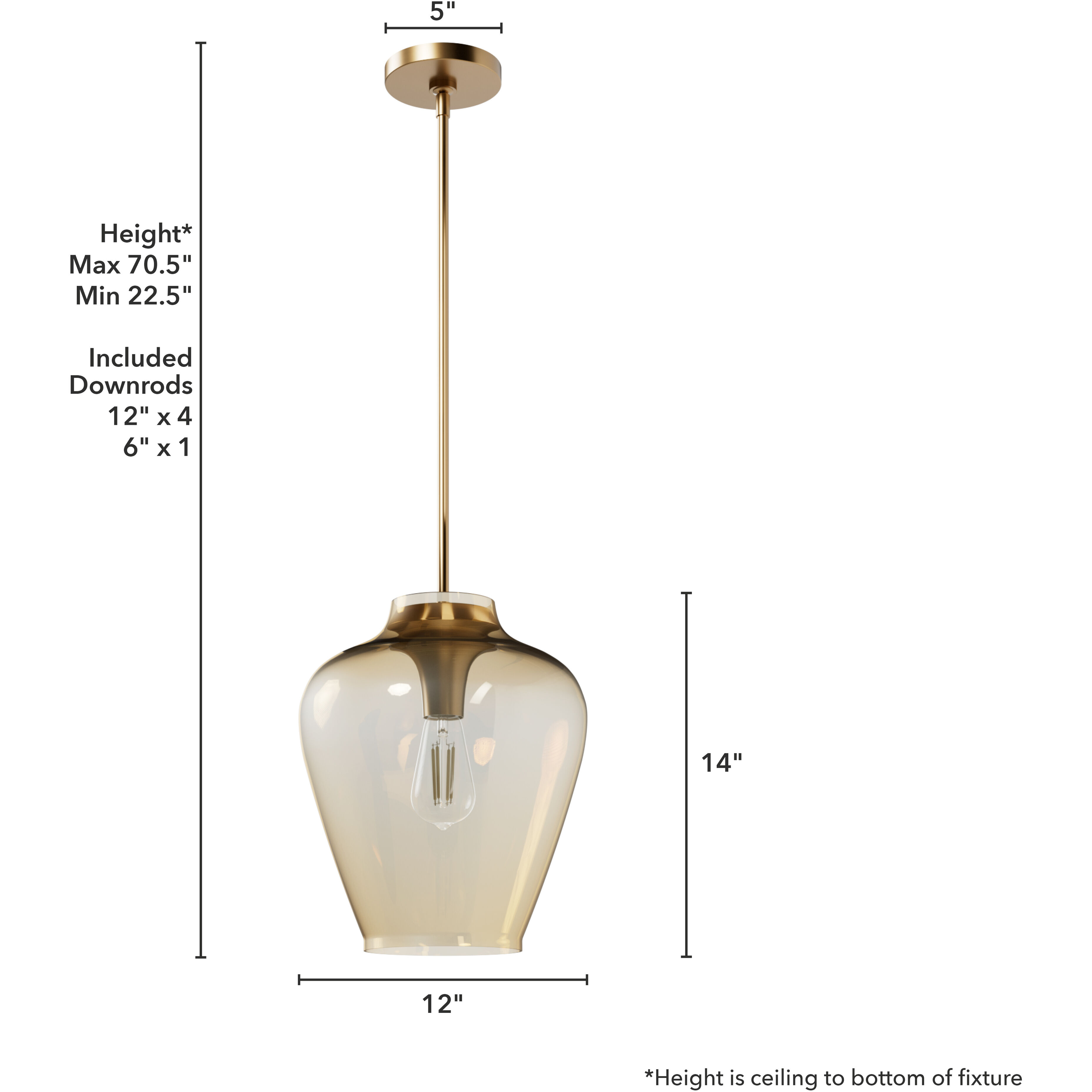 Vidria 1 Light 12 inch Alturas Gold Pendant Ceiling Light