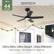 Zentech 44 inch Matte Black Outdoor Ceiling Fan