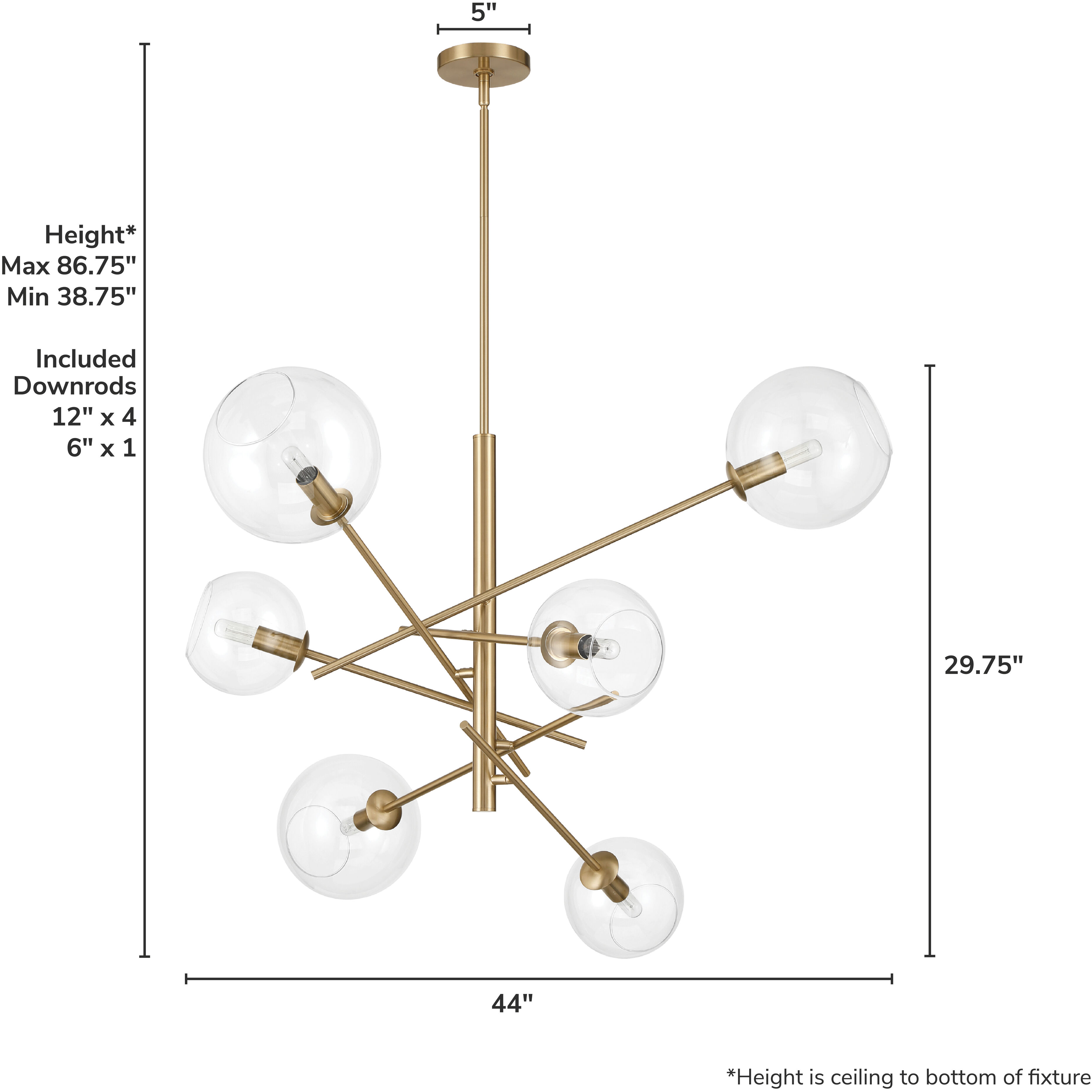 Farling 6 Light 44 inch Alturas Gold Chandelier Ceiling Light, Extra Large