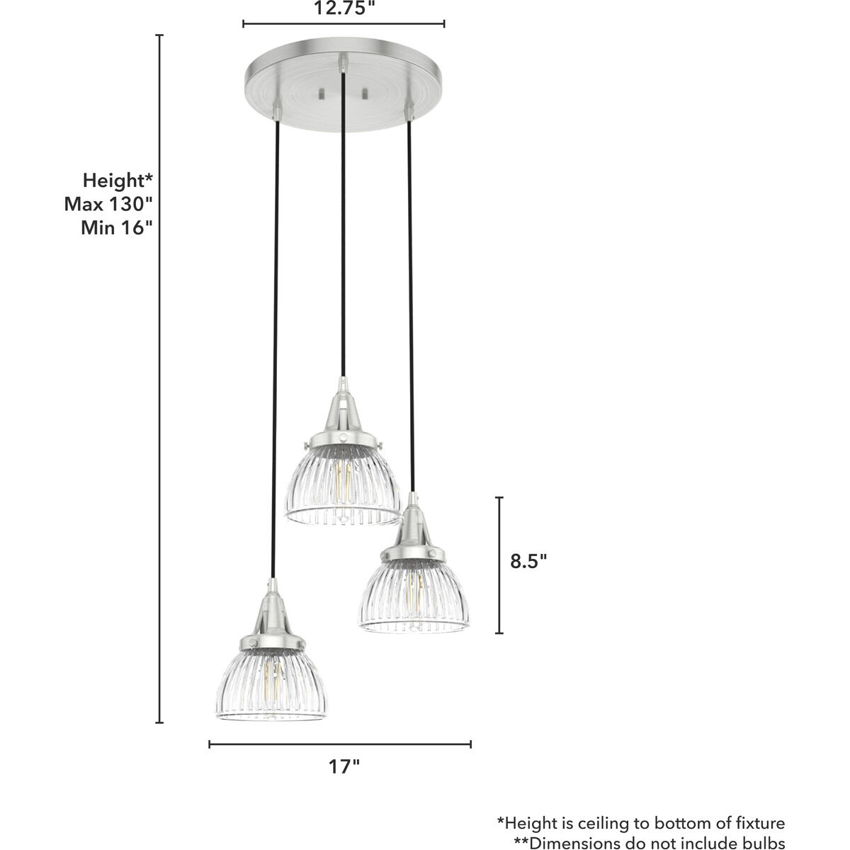 Cypress Grove 3 Light 17 inch Brushed Nickel Cluster Pendant Ceiling Light