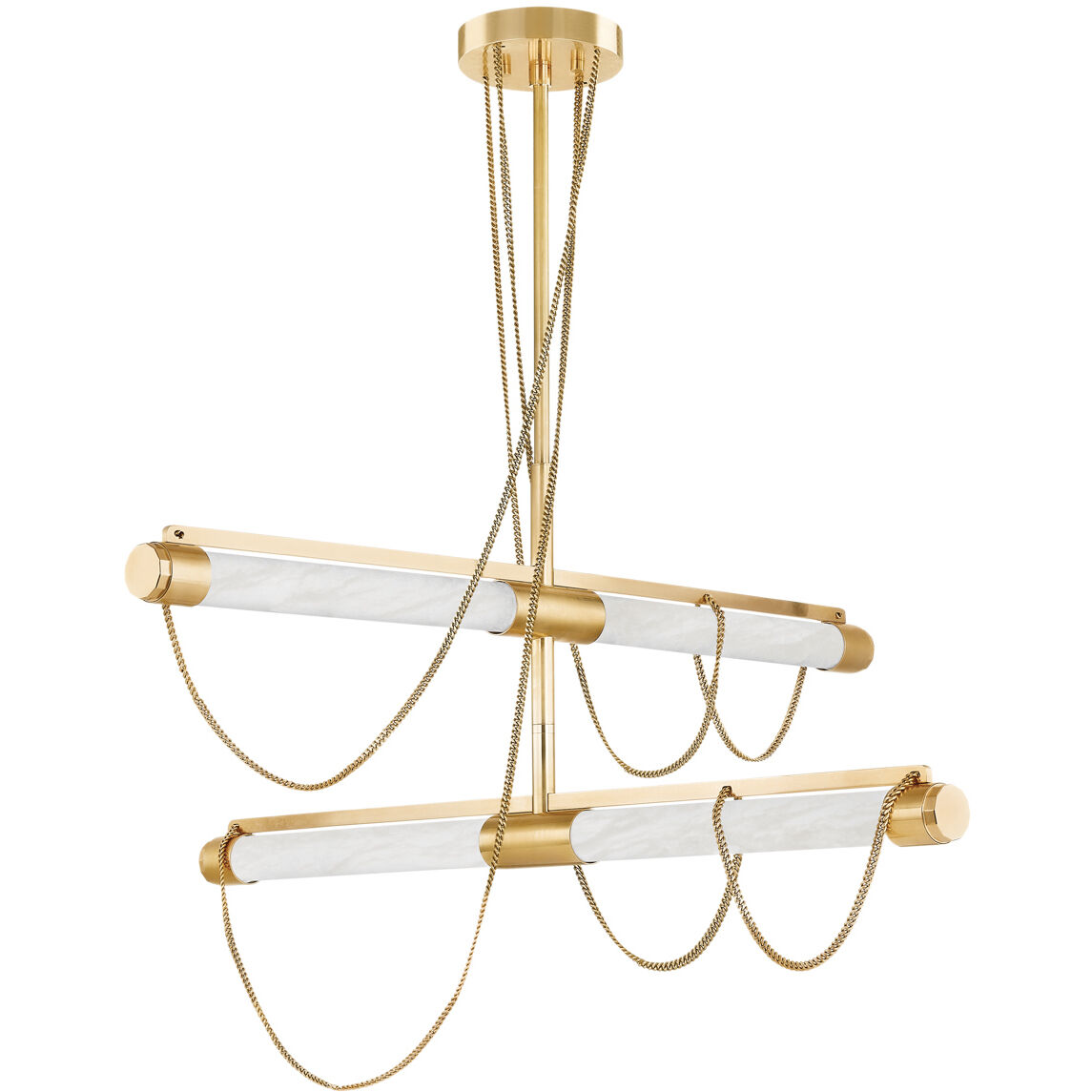 Lariat LED 48.75 inch Vintage Brass Chandelier Ceiling Light