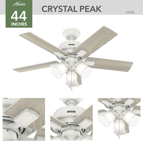 Crystal Peak 44 inch Matte White with Light Oak/Fresh White Blades Ceiling Fan