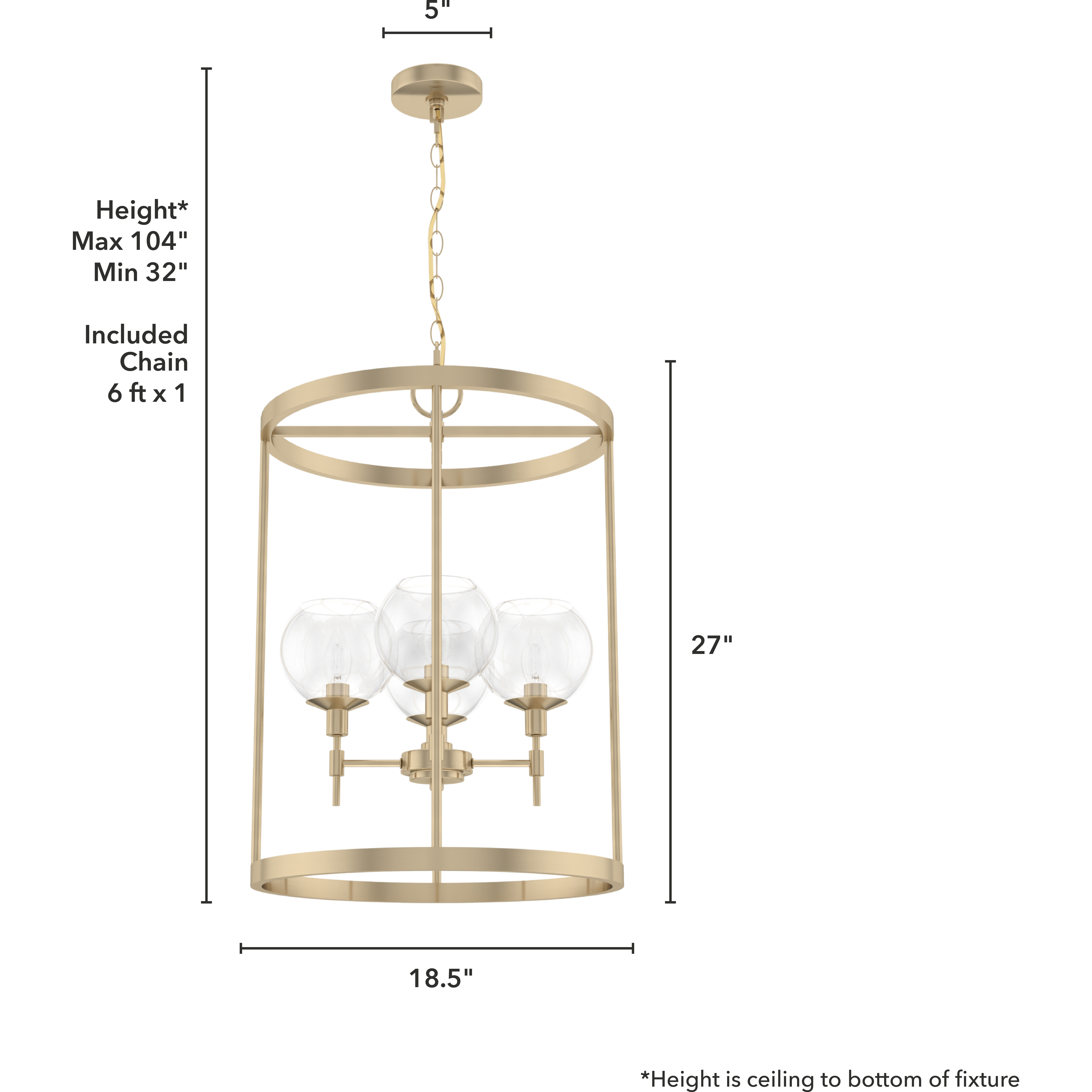 Xidane 4 Light 19 inch Alturas Gold Foyer Pendant Ceiling Light