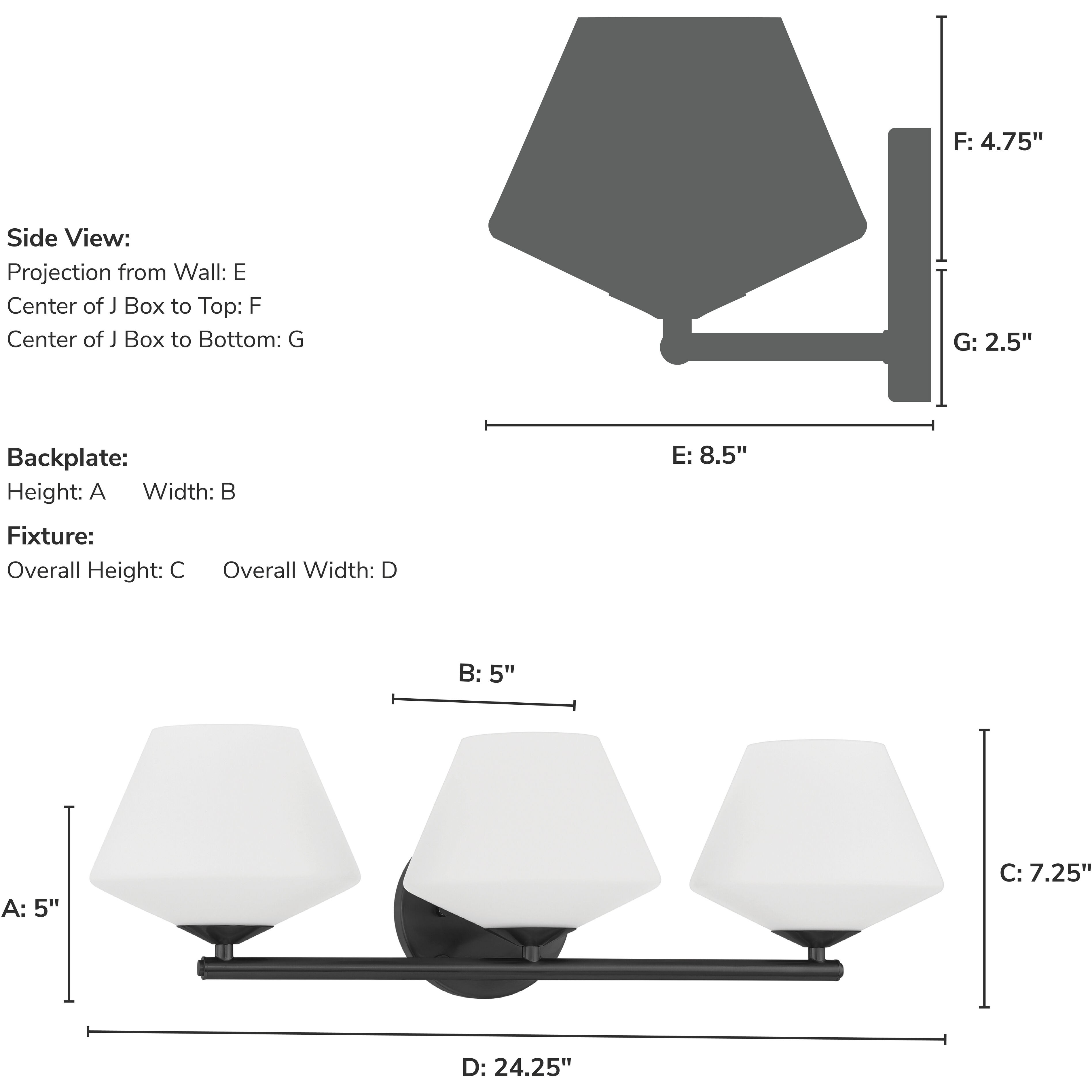 Celestial Valley 3 Light 24.25 inch Matte Black Bath Vanity Wall Light, Medium