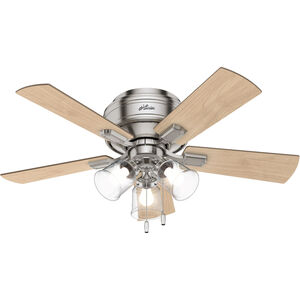 Crestfield 42 inch Brushed Nickel with Bleached Grey Pine/Natural Wood Blades Ceiling Fan, Low Profile