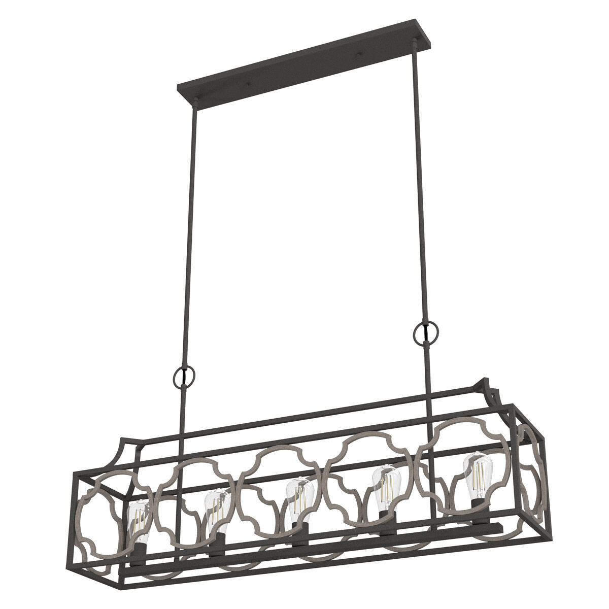 Stone Creek 5 Light 43.5 inch Noble Bronze and White Washed Oak Linear Chandelier Ceiling Light