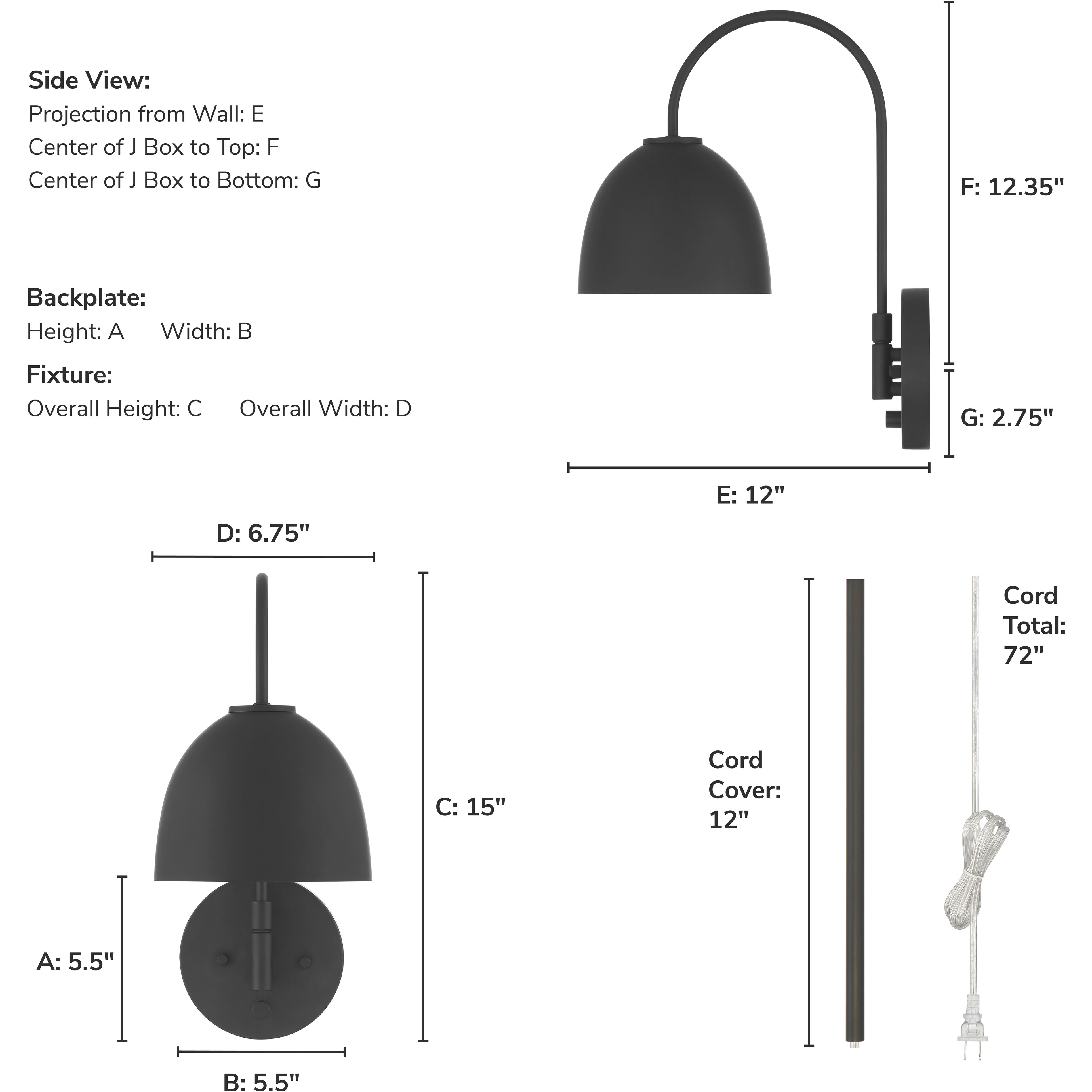 Erling 1 Light 6.75 inch Matte Black Pin Up Sconce Wall Light, Large