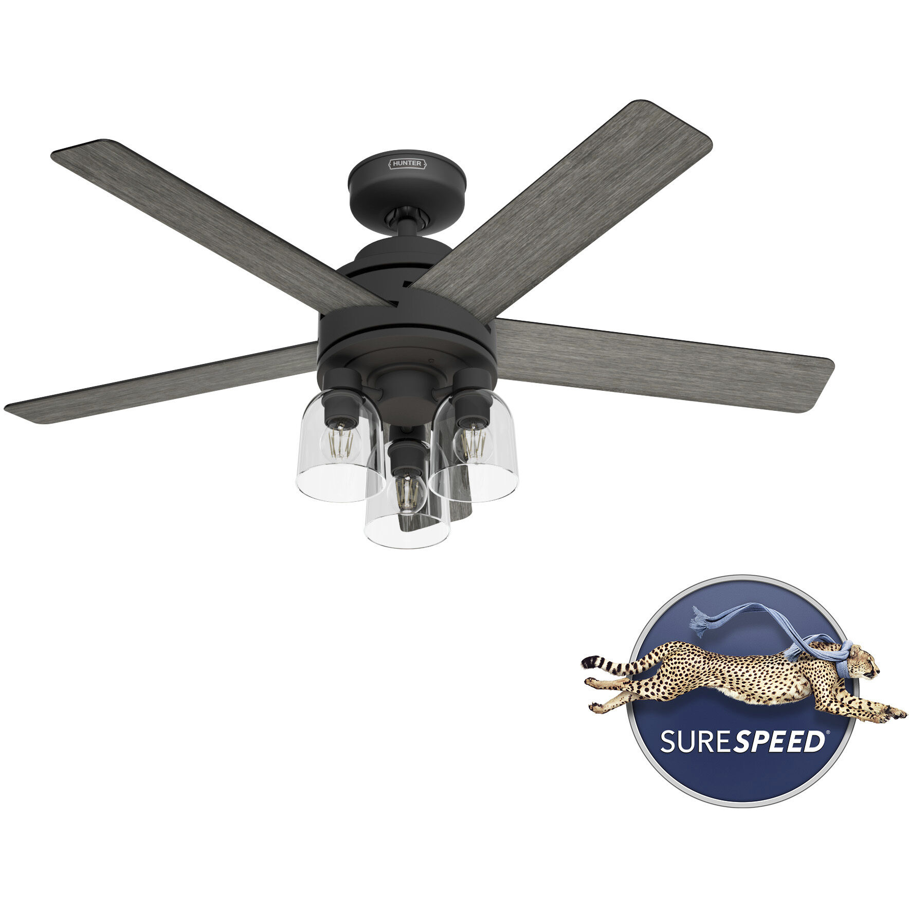 Lochemeade 52 inch Matte Black with Dark Gray Oak/Matte Black Blades Ceiling Fan