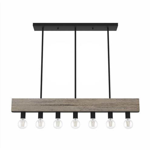 Donelson 7 Light Rustic Iron Linear Chandelier Ceiling Light