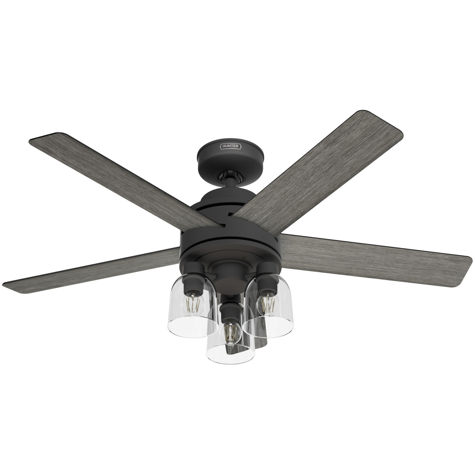 Lochemeade 52 inch Matte Black with Dark Gray Oak/Matte Black Blades Ceiling Fan