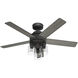 Lochemeade 52 inch Matte Black with Dark Gray Oak/Matte Black Blades Ceiling Fan