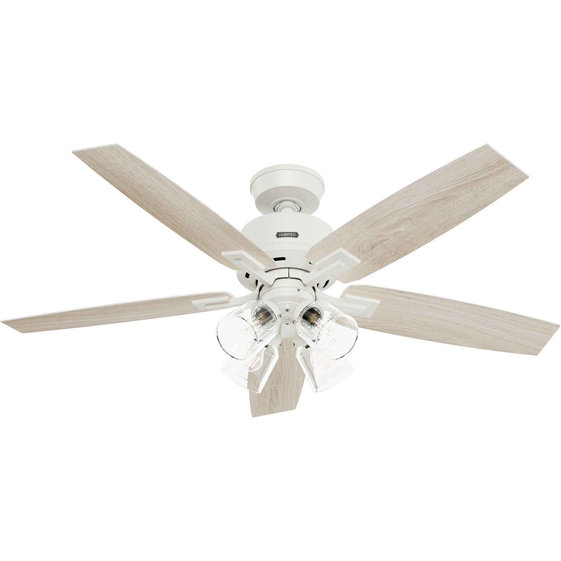 Gatlinburg 52 inch Matte White with Light Oak/Fresh White Blades Ceiling Fan
