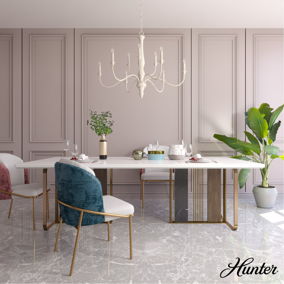 Teren 9 Light 40 inch Distressed White Chandelier Ceiling Light