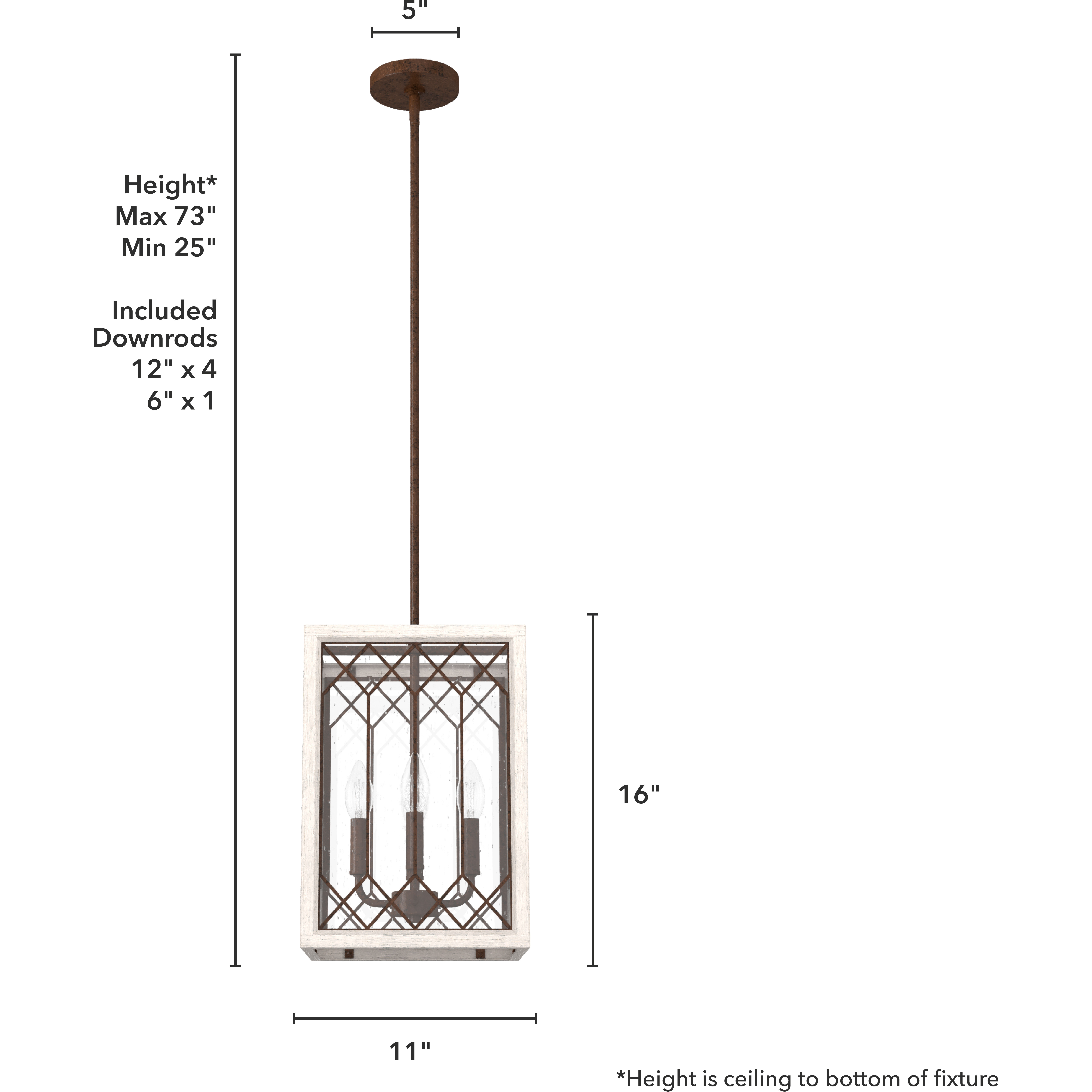 Chevron 4 Light 11 inch Textured Rust and Distressed White Lantern Pendant Ceiling Light, Small