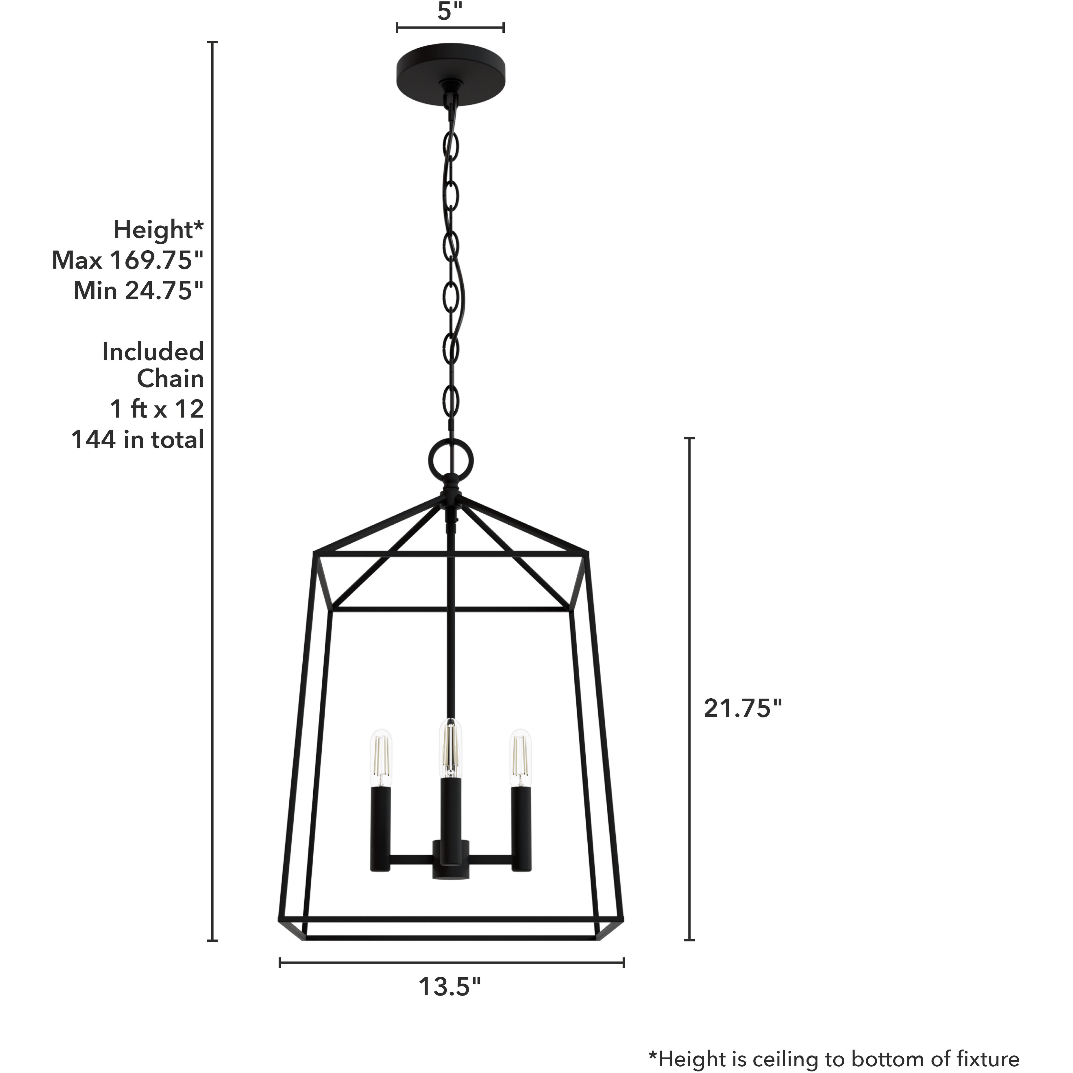 Fair Oaks 4 Light 13.5 inch Flat Matte Black Lantern Pendant Ceiling Light, Medium