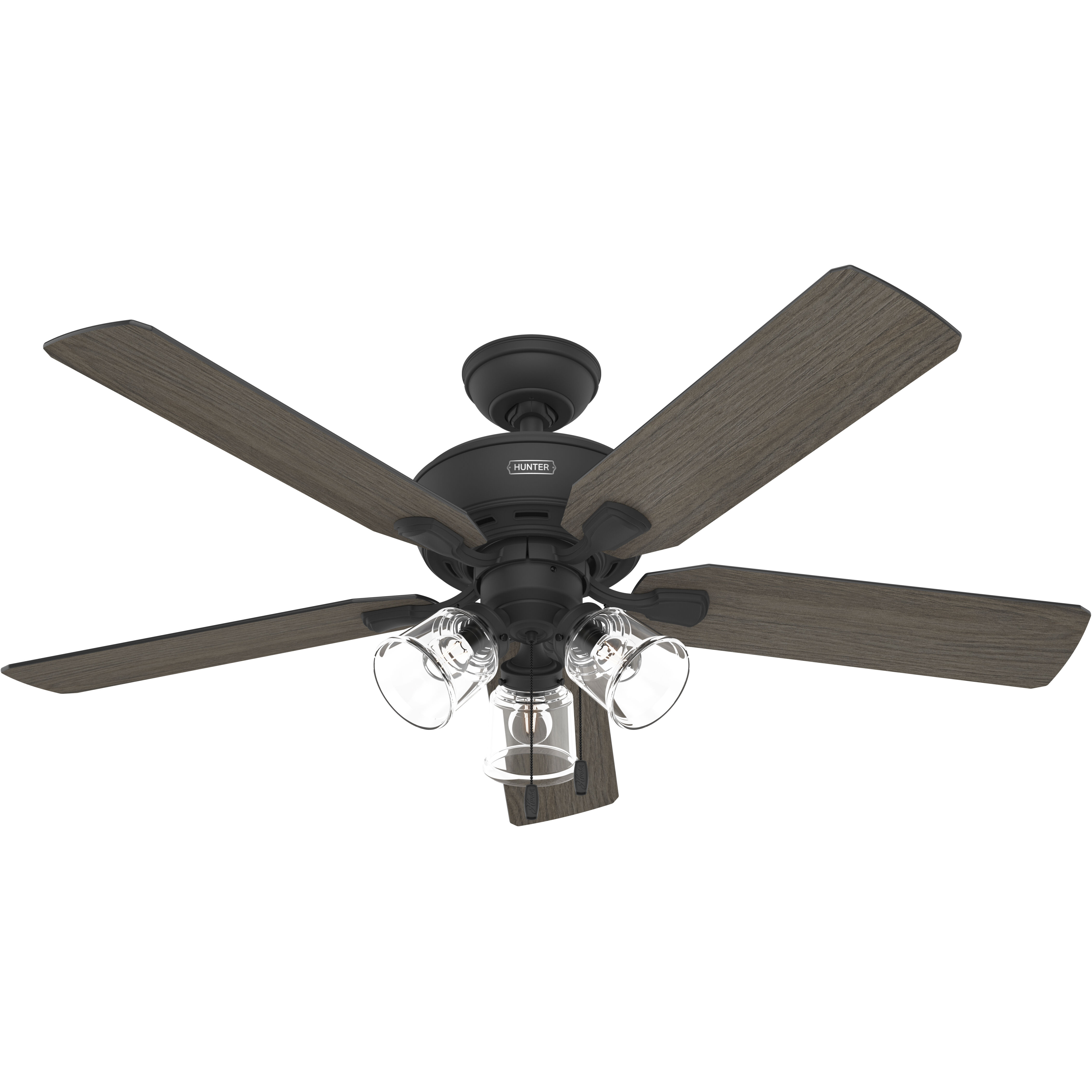 Rosner 52 inch Matte Black with Greyed Walnut/Salted Black Blades Ceiling Fan