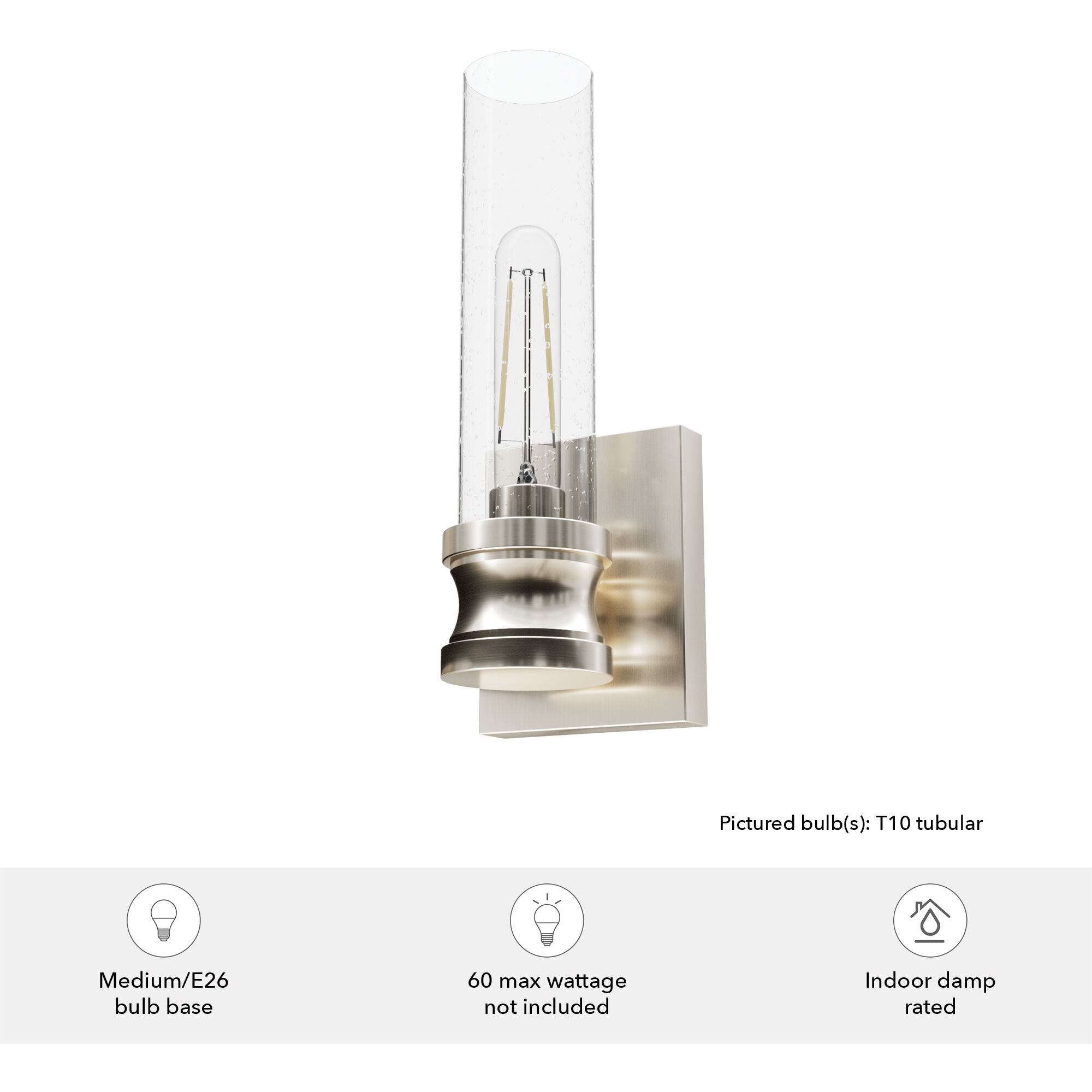 Lenlock 1 Light 4.75 inch Brushed Nickel Wall Sconce Wall Light