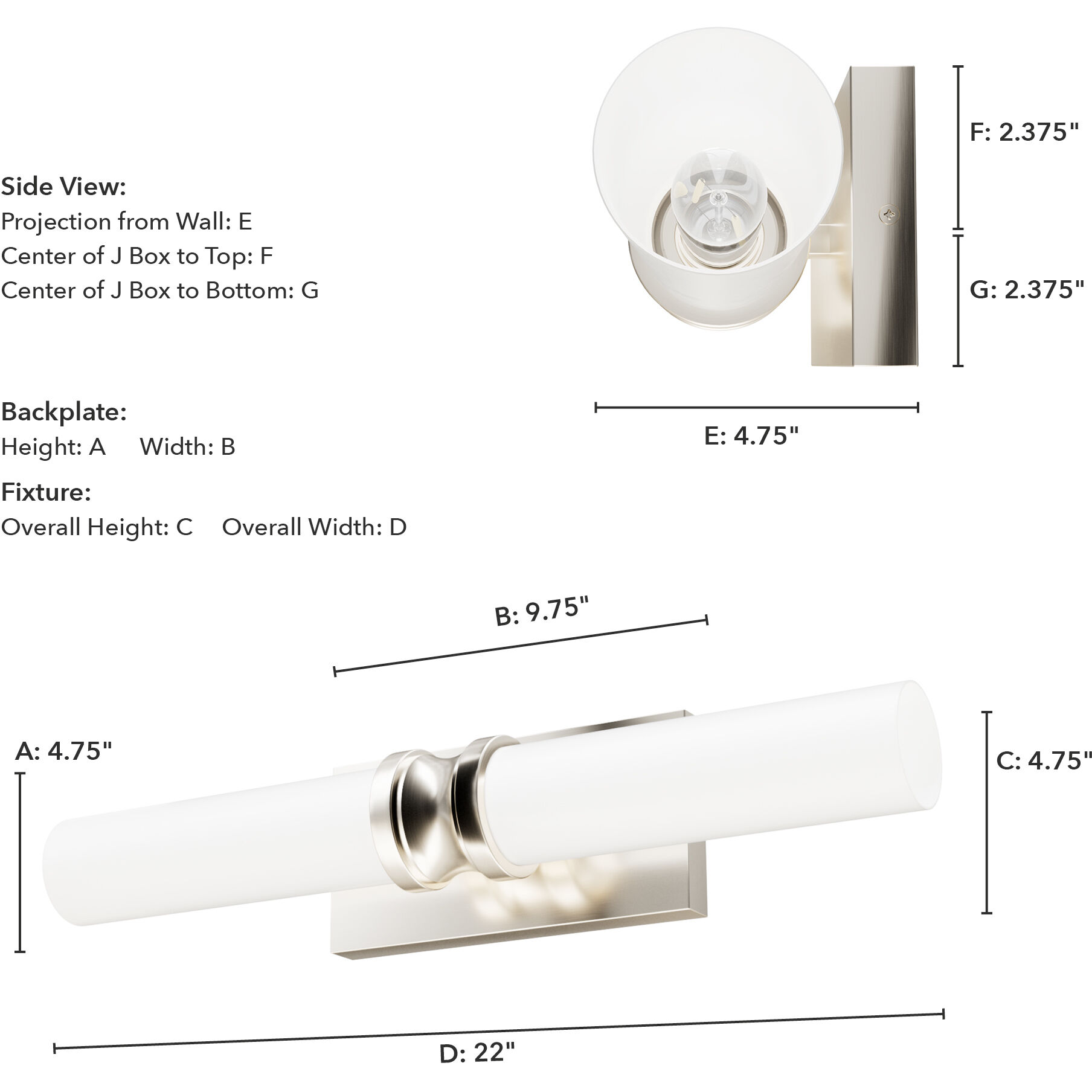 Lenlock 2 Light 22 inch Brushed Nickel Vanity Light Wall Light