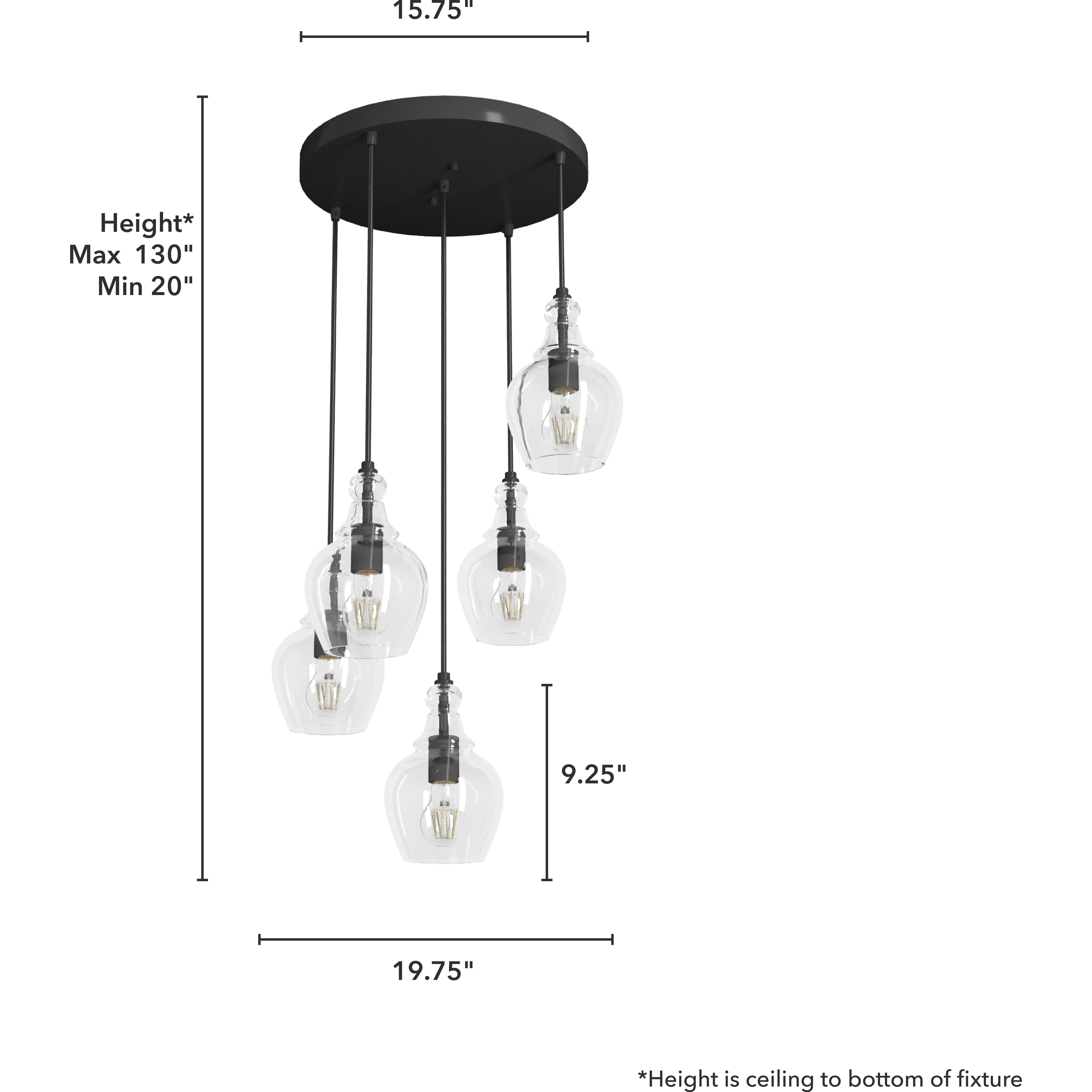 Maple Park 20 inch Round Cluster Pendant Ceiling Light