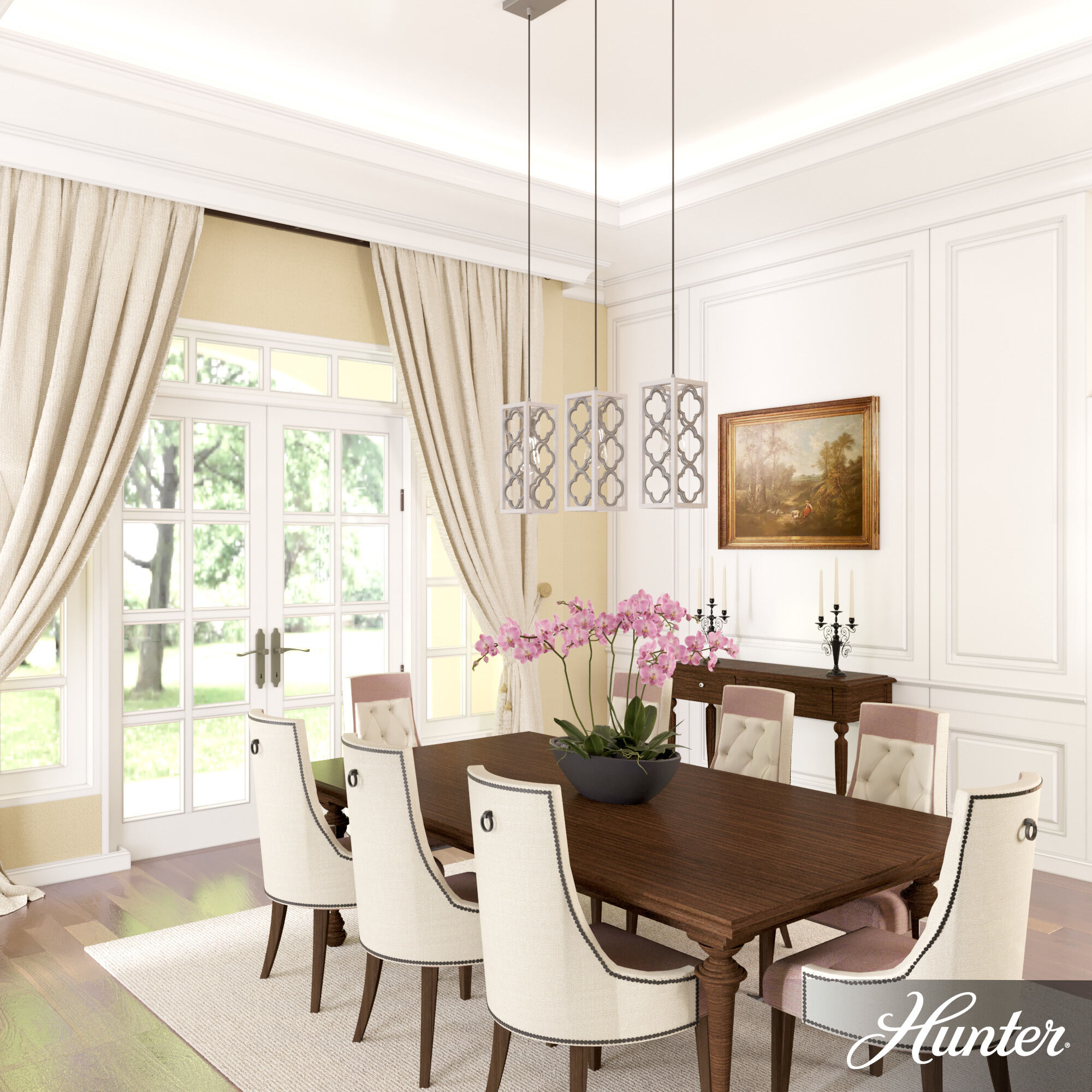 Gablecrest 3 Light 5 inch Distressed White Linear Cluster Pendant Ceiling Light