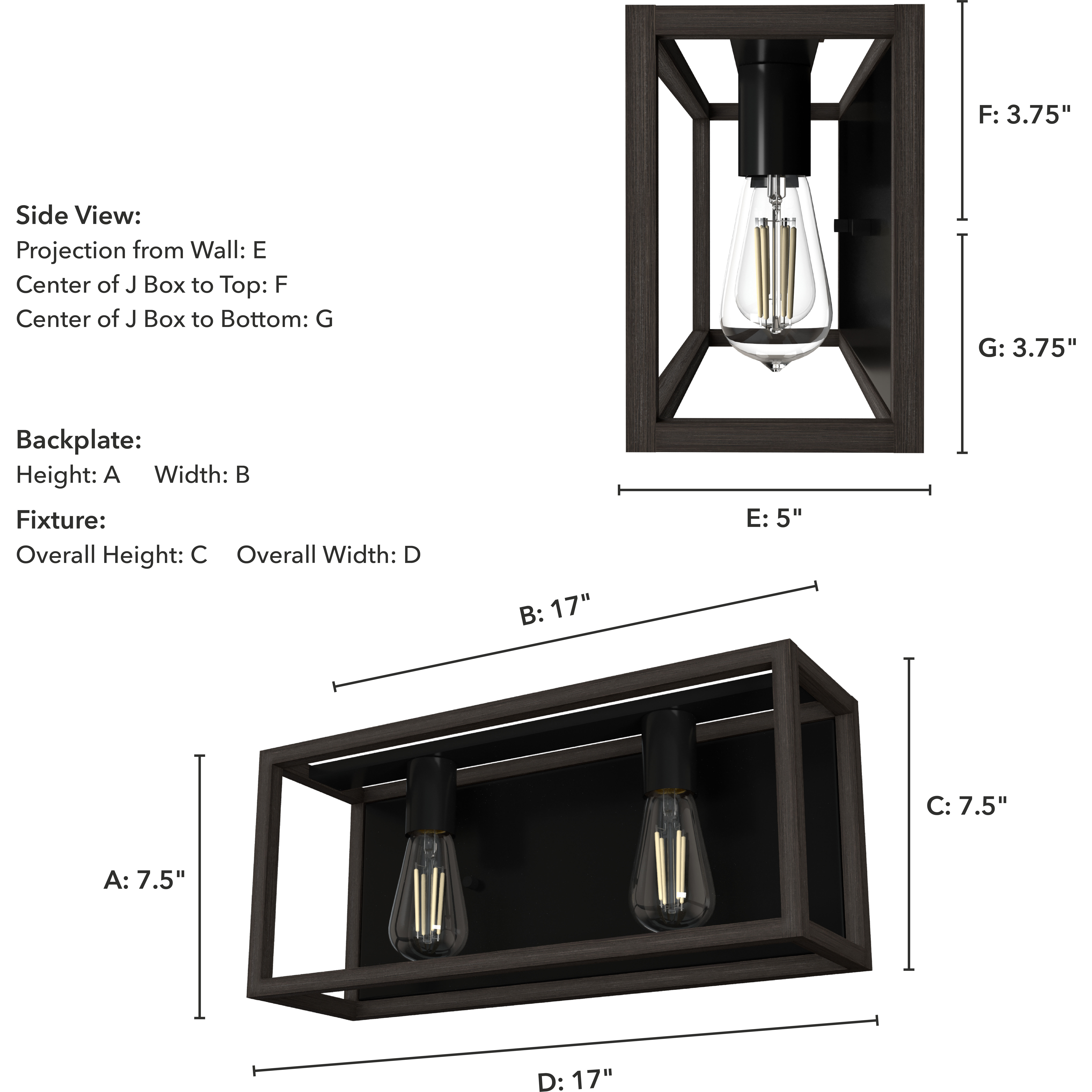 Squire Manor 2 Light 17 inch Matte Black Vanity Light Wall Light