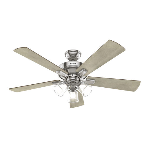 Crestfield 52 inch Brushed Nickel with Bleached Grey Pine/Natural Wood Blades Ceiling Fan