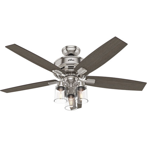 Bennett 52 inch Brushed Nickel with Light Gray Oak/Greyed Walnut Blades Ceiling Fan