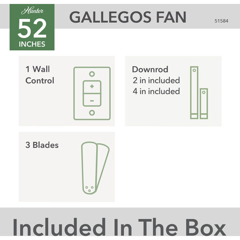 Gallegos 52 inch Matte Silver Outdoor Ceiling Fan
