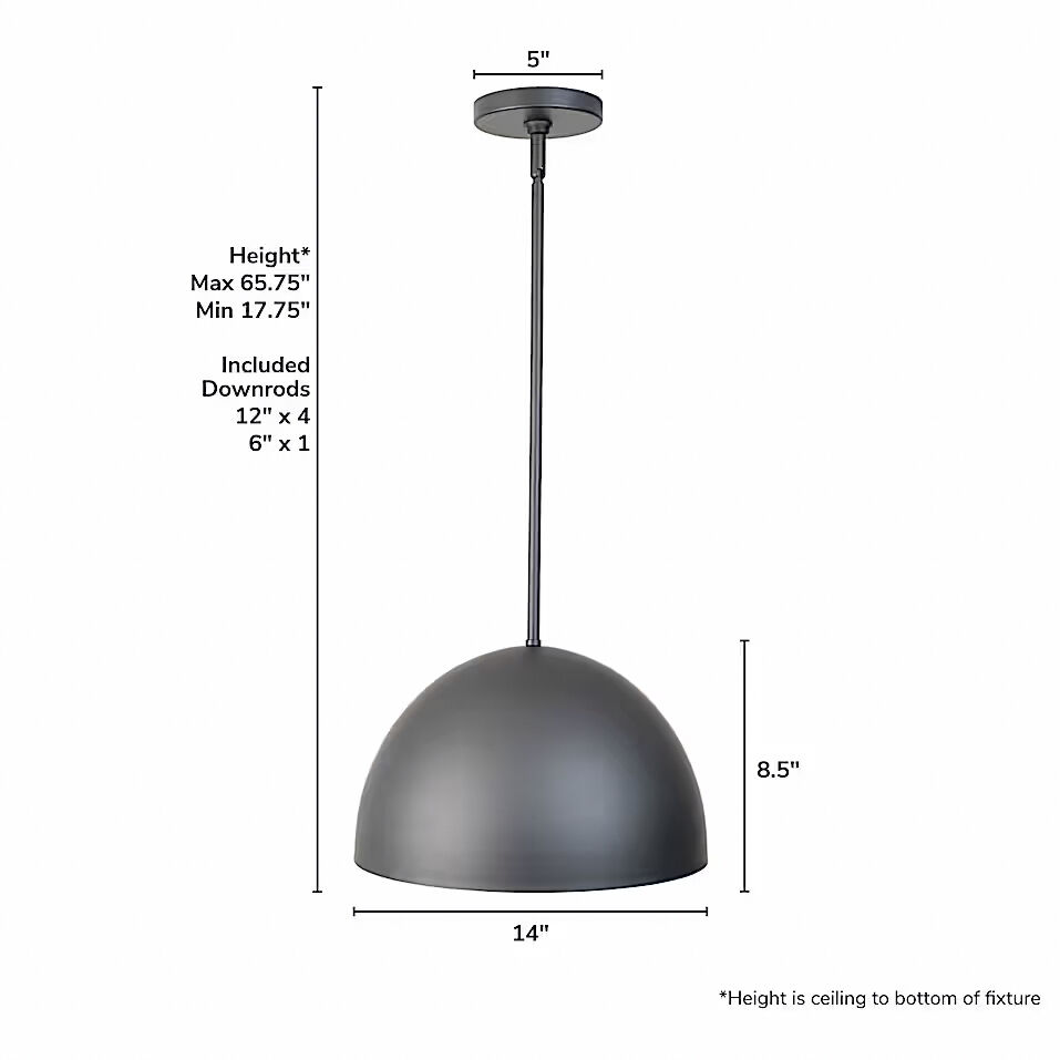 Erling 1 Light 14 inch Matte Black Pendant Ceiling Light, Medium