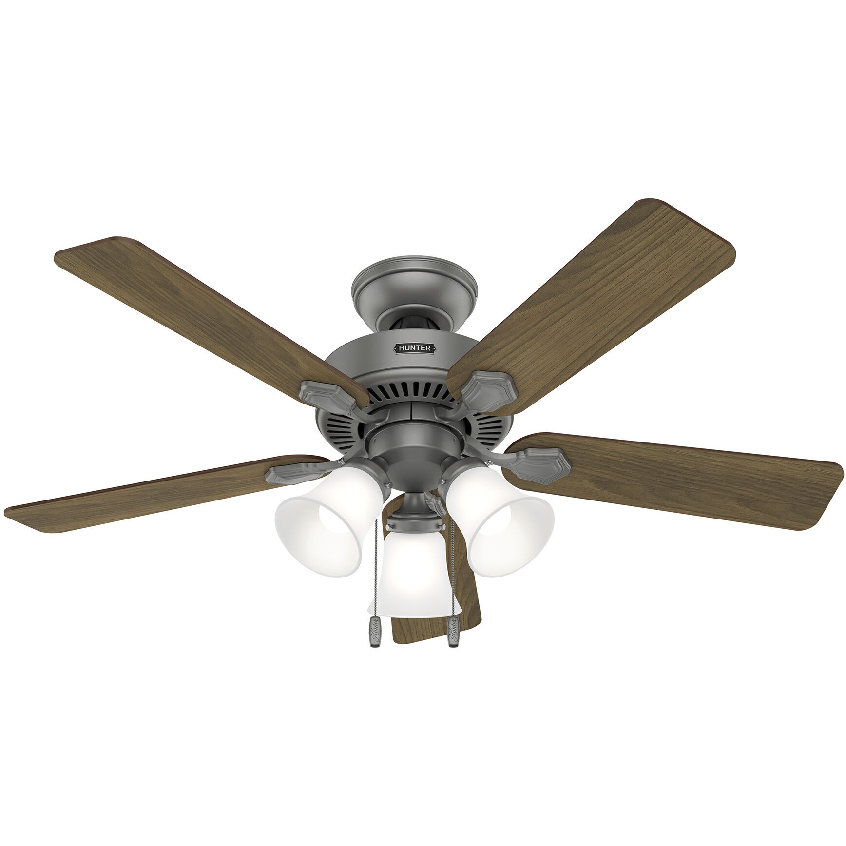 Swanson 44 inch Matte Silver with Autumn Walnut/Natural Wood Blades Ceiling Fan
