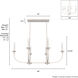 Southcrest 6 Light 36 inch Distressed White Linear Chandelier Ceiling Light