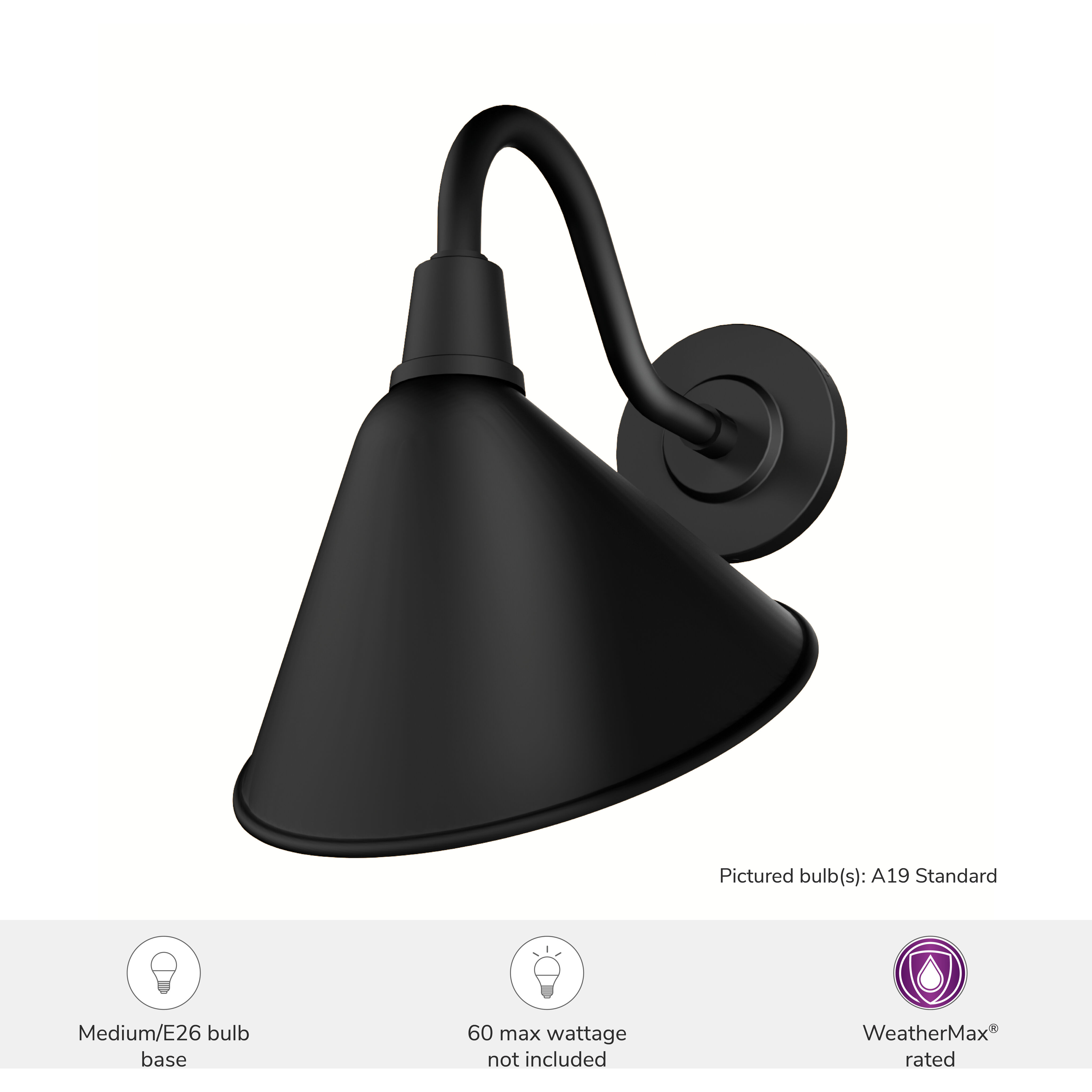 Cassius 1 Light 13.5 inch Matte Black Outdoor Wall Light, Medium