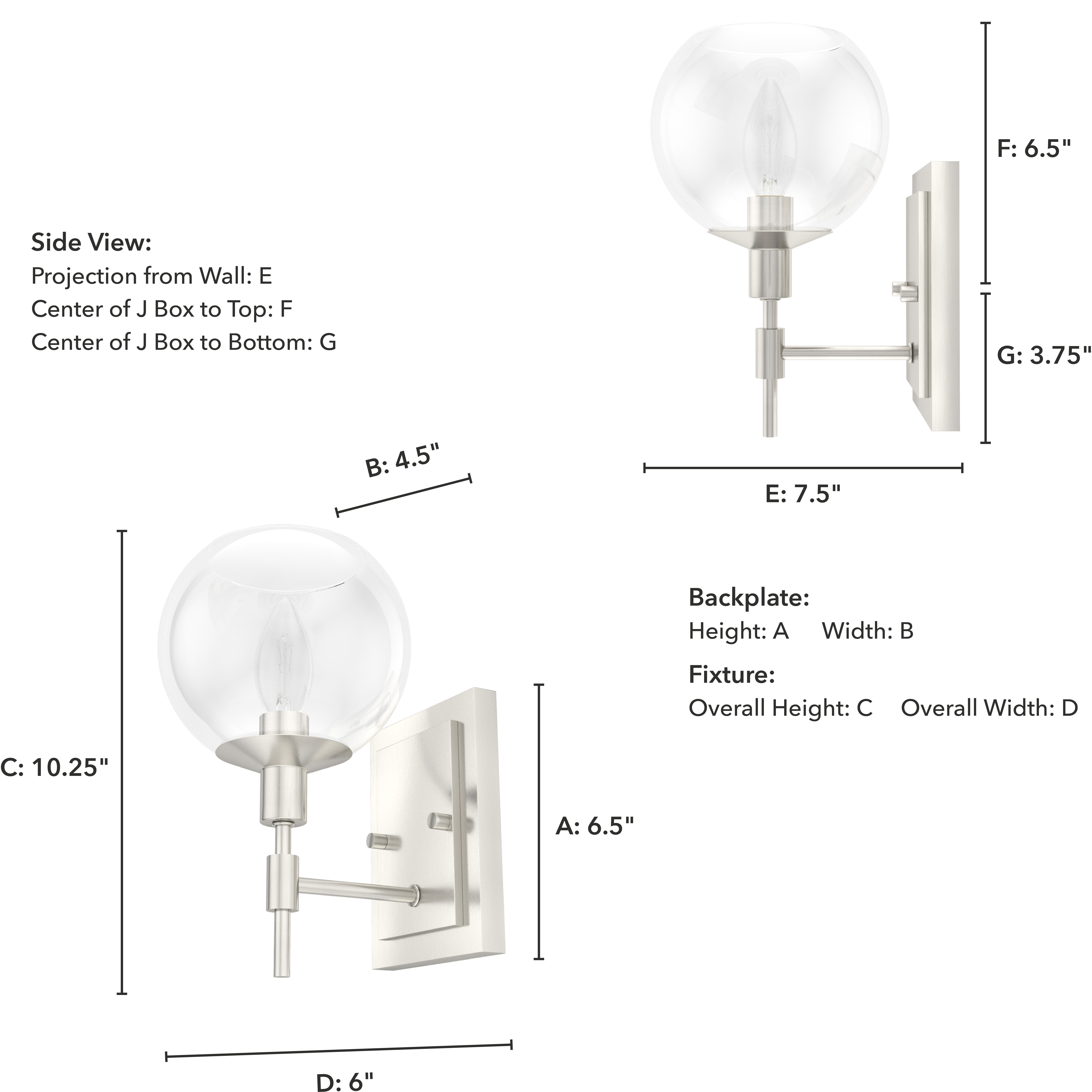 Xidane 1 Light 6 inch Brushed Nickel Wall Sconce Wall Light