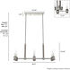 River Mill 6 Light 36.5 inch Brushed Nickel and Gray Wood Linear Chandelier Ceiling Light
