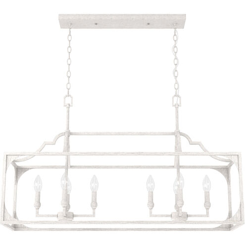 Highland Hill 8 Light 40 inch Distressed White Linear Chandelier Ceiling Light