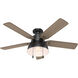 Mill Valley 52 inch Matte Black with Walnut Stripe/Medium Walnut Blades Outdoor Ceiling Fan, Low Profile