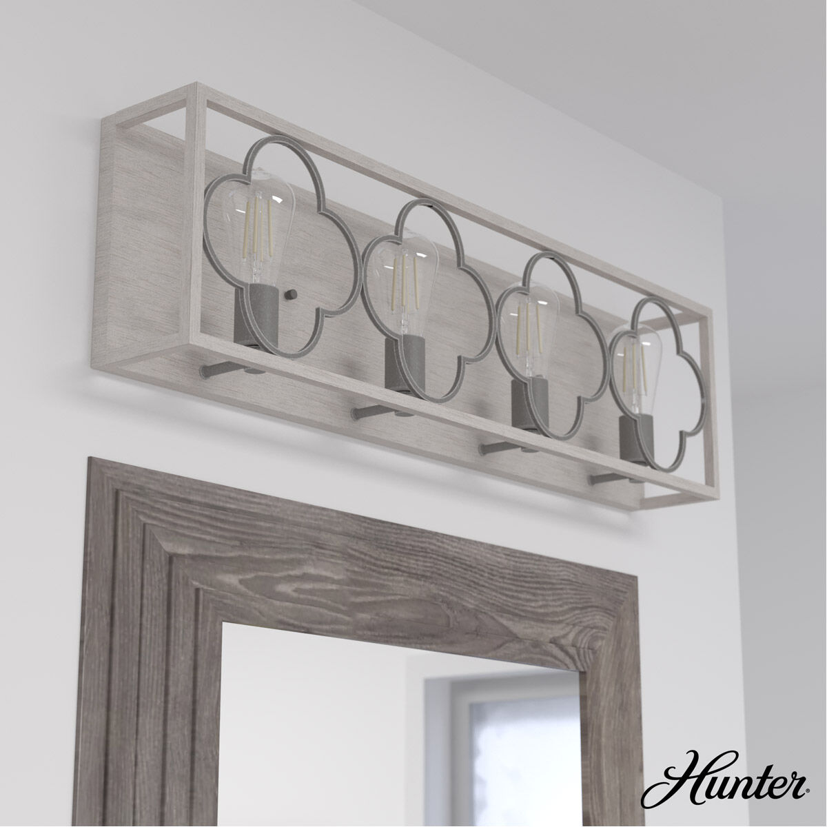 Gablecrest 4 Light 33 inch Distressed White and Painted Concrete Vanity Light Wall Light