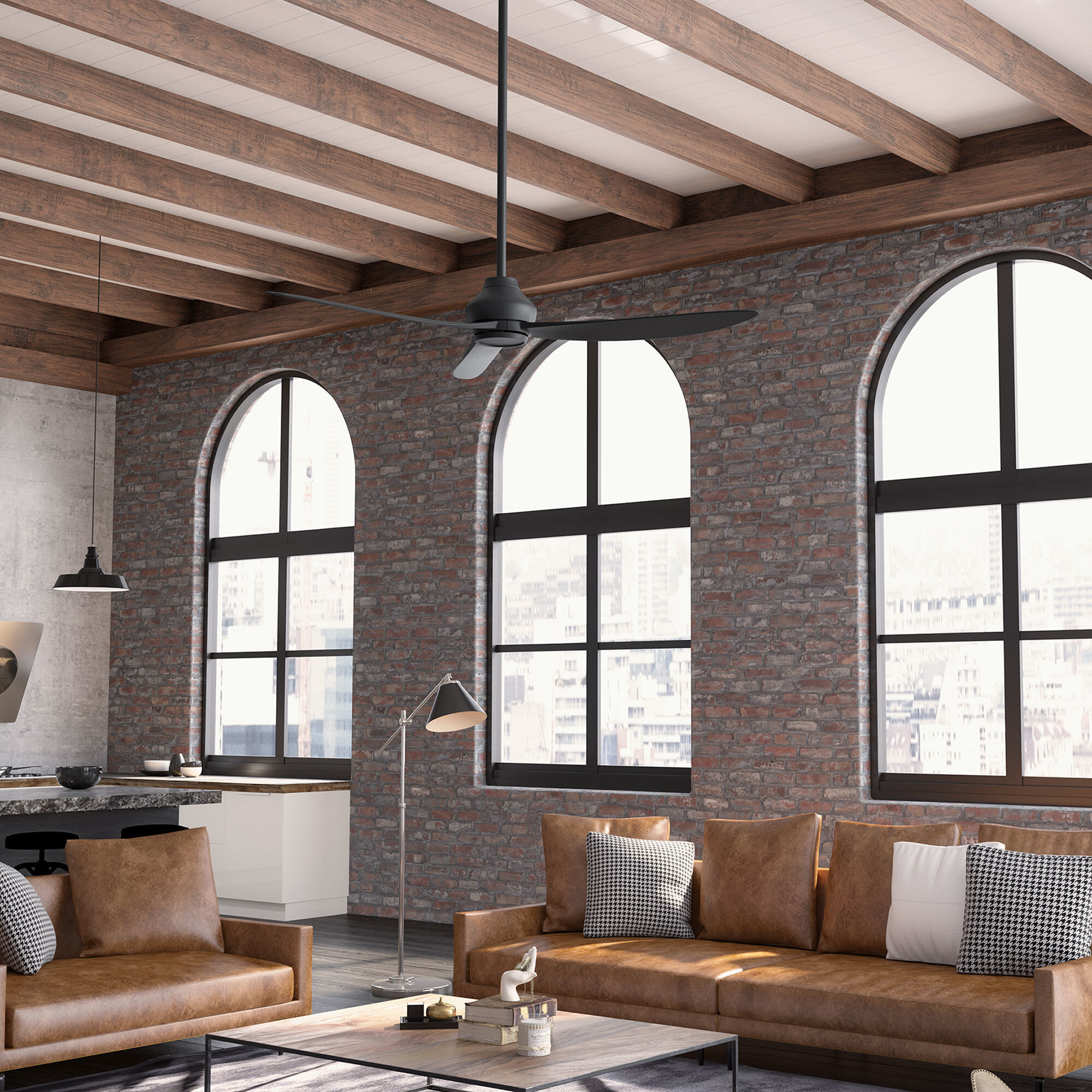 Mazzini 60 inch Matte Black Outdoor Ceiling Fan