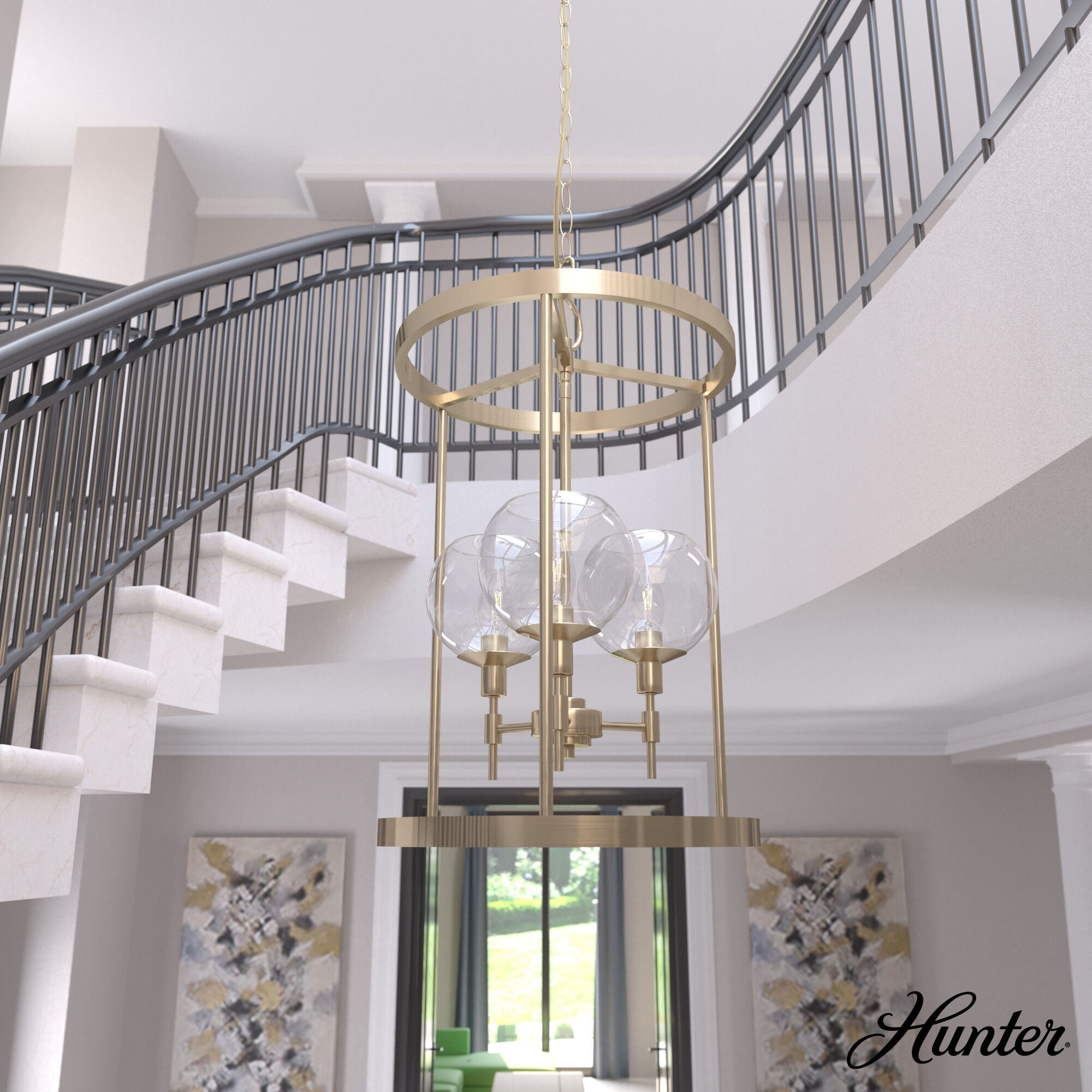 Xidane 3 Light 15 inch Alturas Gold Foyer Pendant Ceiling Light