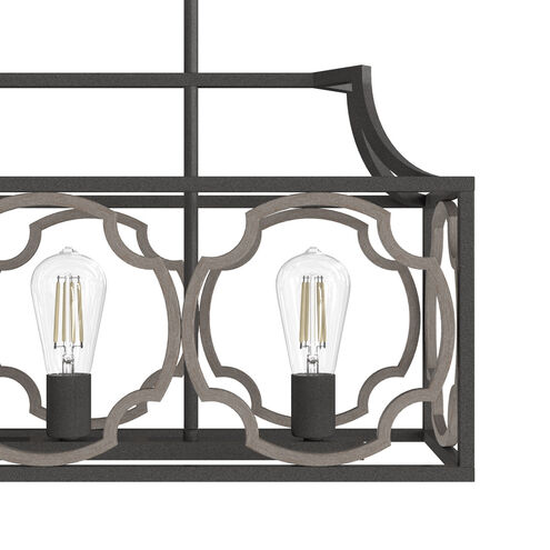 Stone Creek 5 Light 44 inch Noble Bronze and White Washed Oak Linear Chandelier Ceiling Light