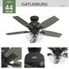 Gatlinburg 44 inch Matte Black with Dark Gray Oak/Matte Black Blades Ceiling Fan