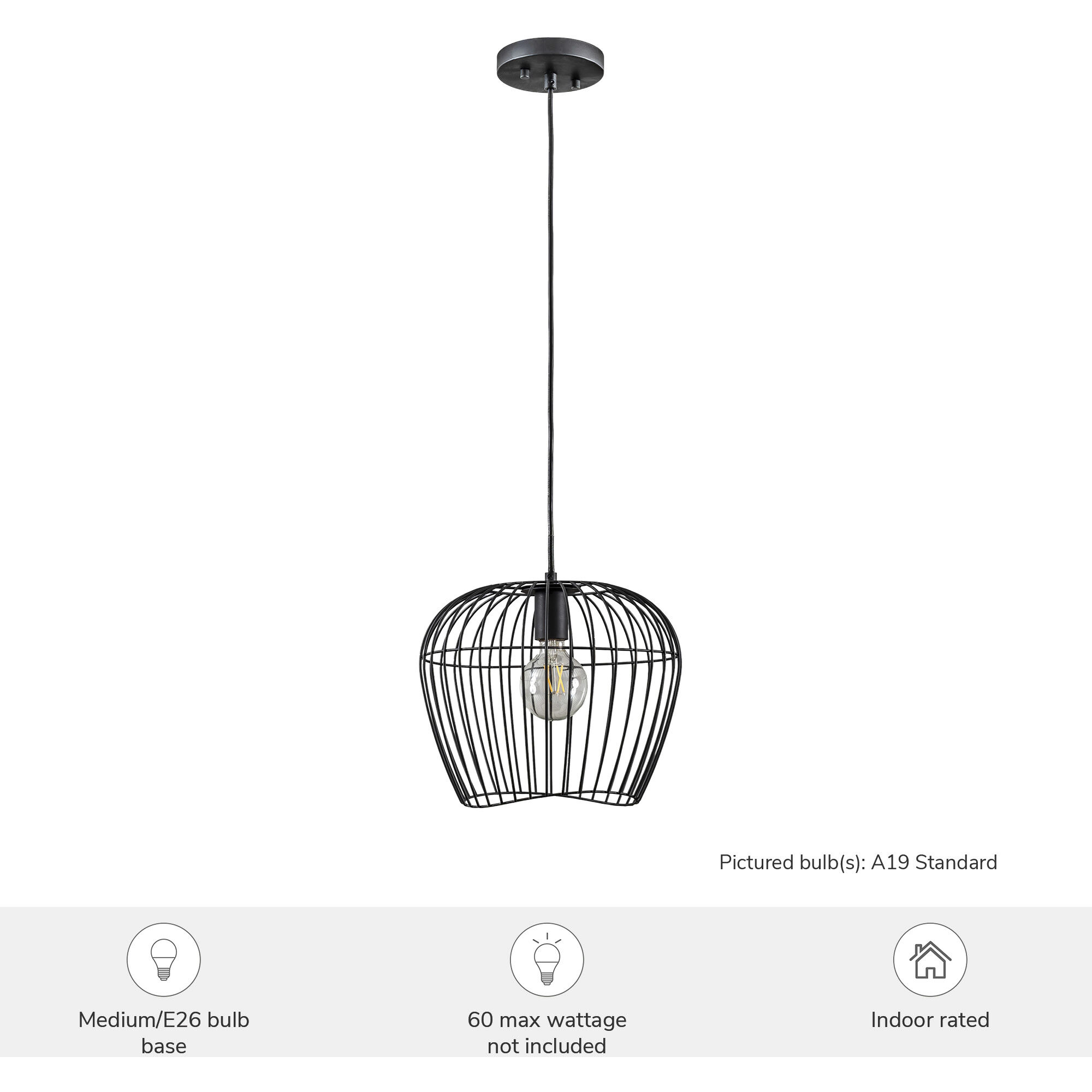 Redding 1 Light 12 inch Matte Black Swag Pendant Ceiling Light, Medium