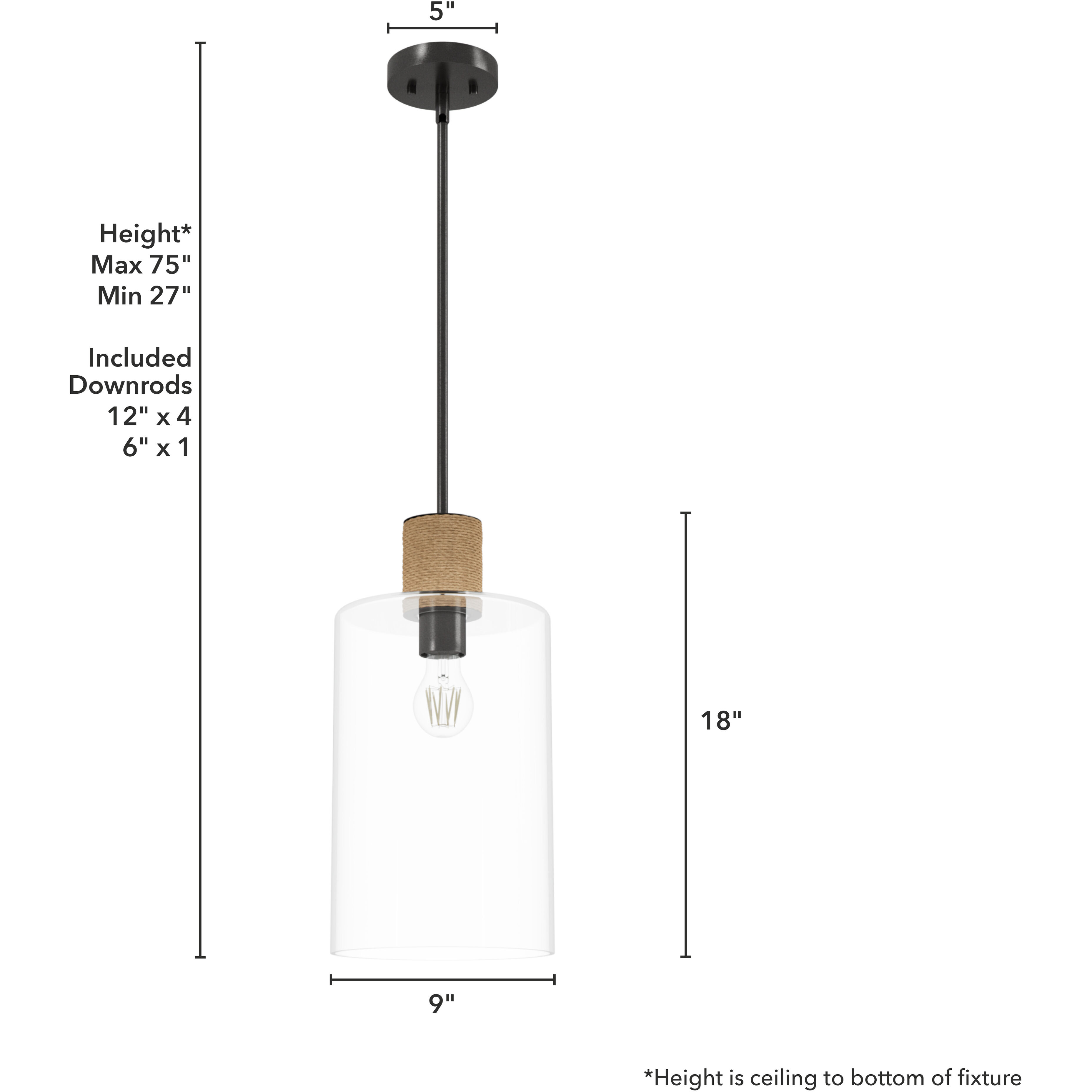 Vanning 1 Light 9 inch Noble Bronze and Natural Sisal Rope Pendant Ceiling Light, Medium